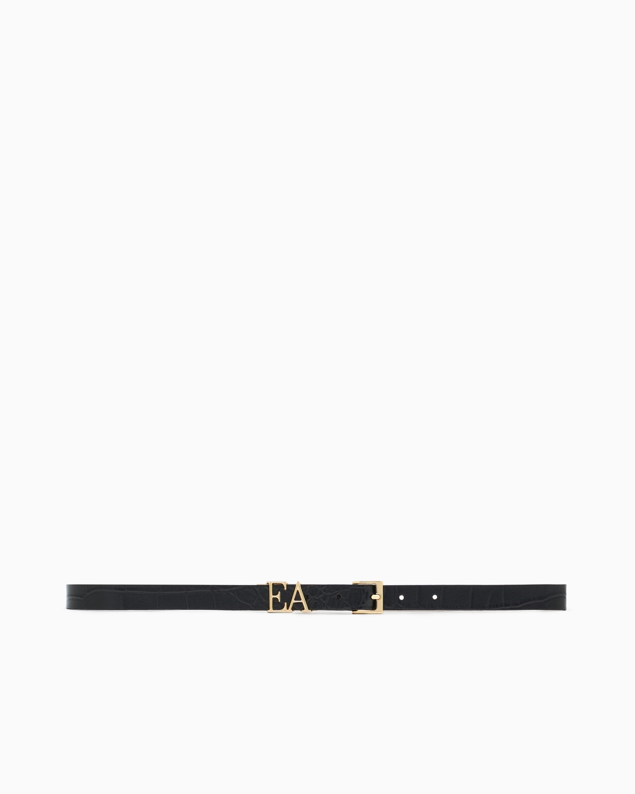 LEATHER BELT WITH CROCODILE-PRINT FINISH AND CONTOURED EA BUCKLE - 3
