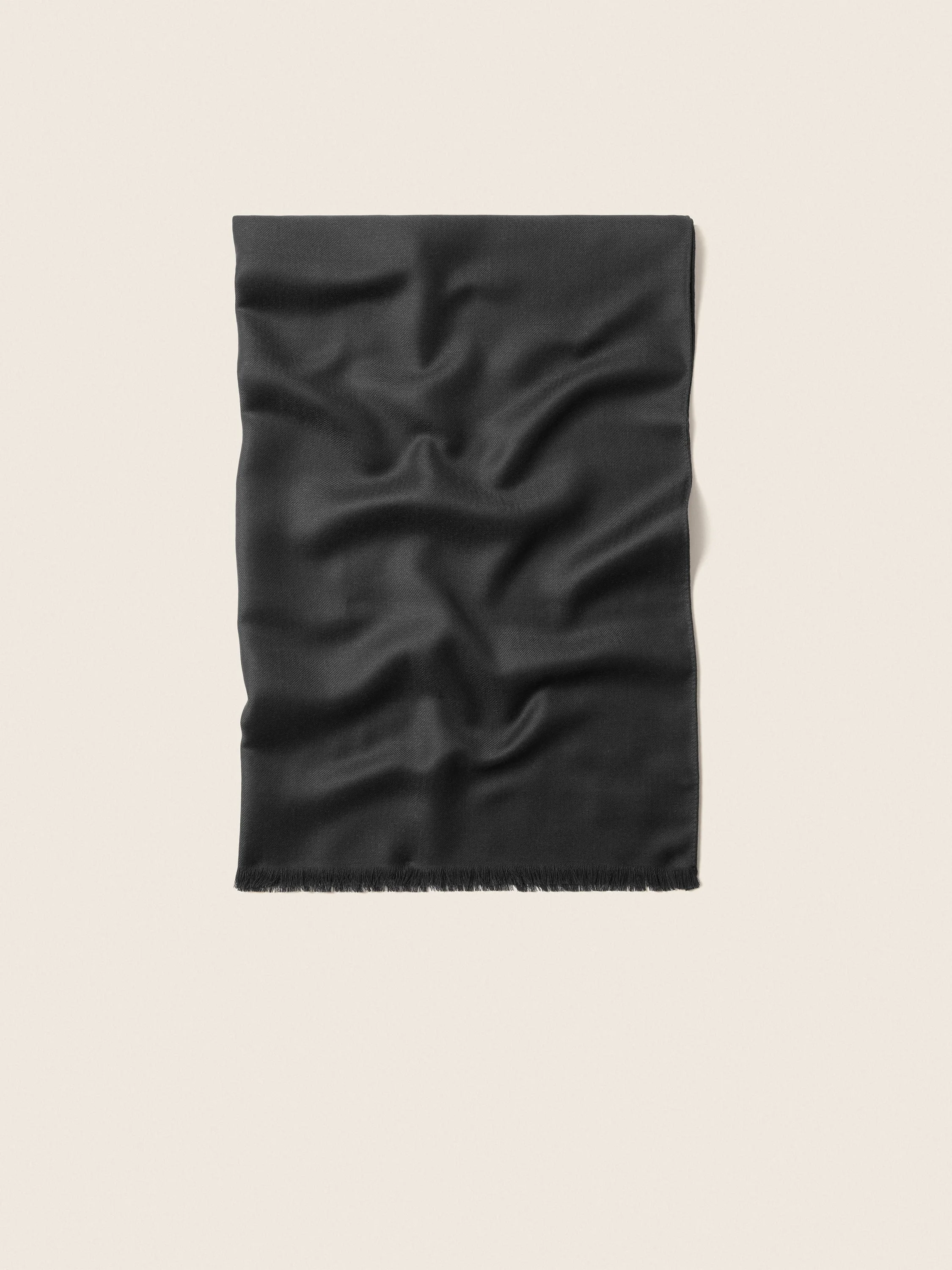 DARK GREY WOOL AND CASHMERE SCARF - 1