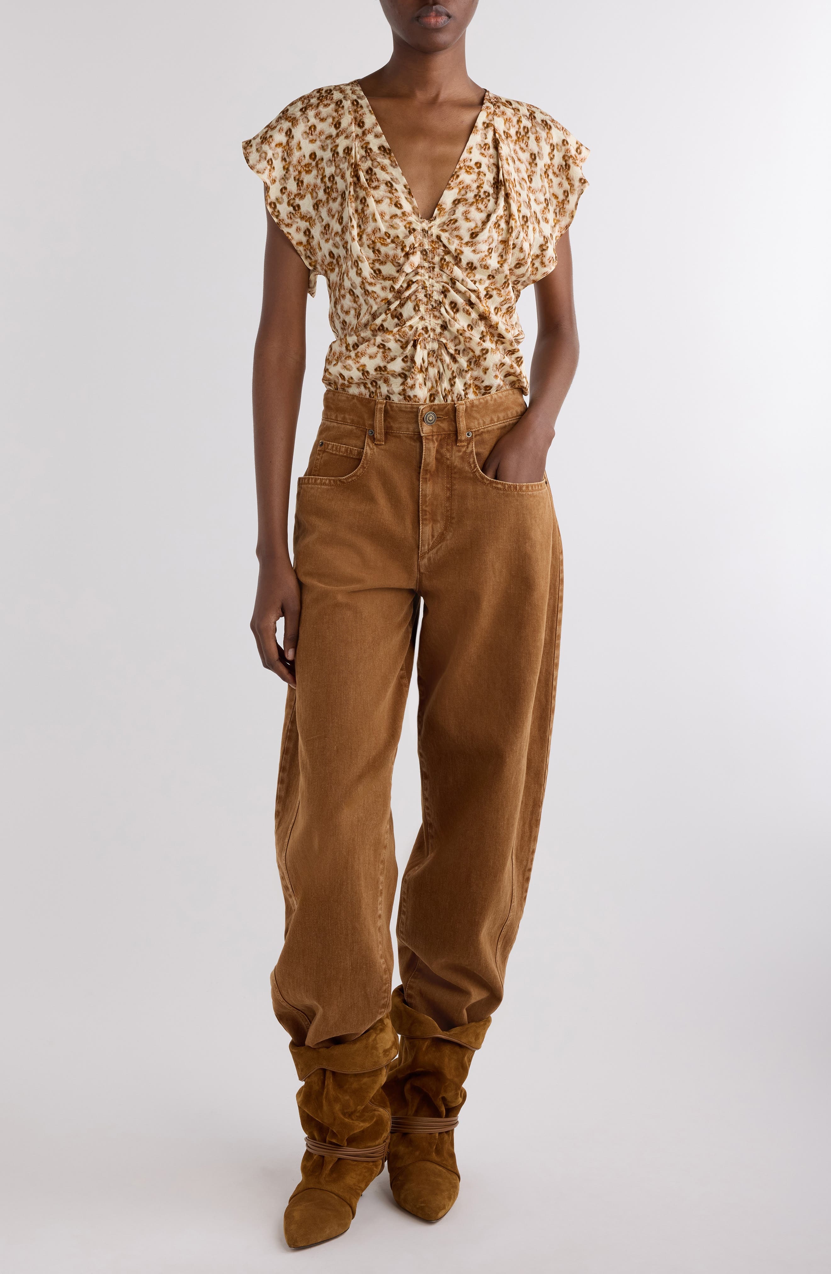 Isabel Marant Oriane Barrel Leg Jeans in Ochre at Nordstrom - 2