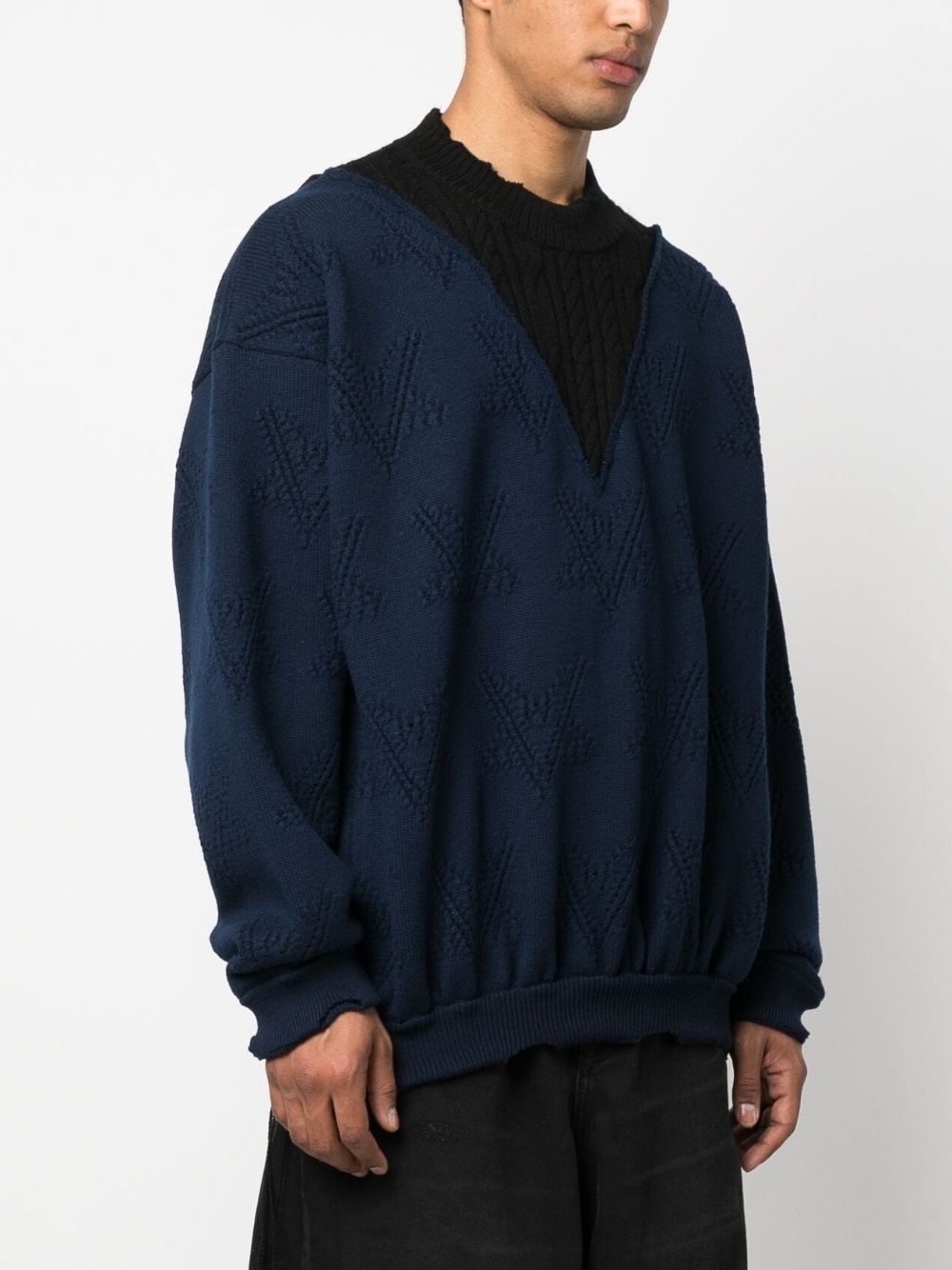 distressed-effect merino jumper - 3