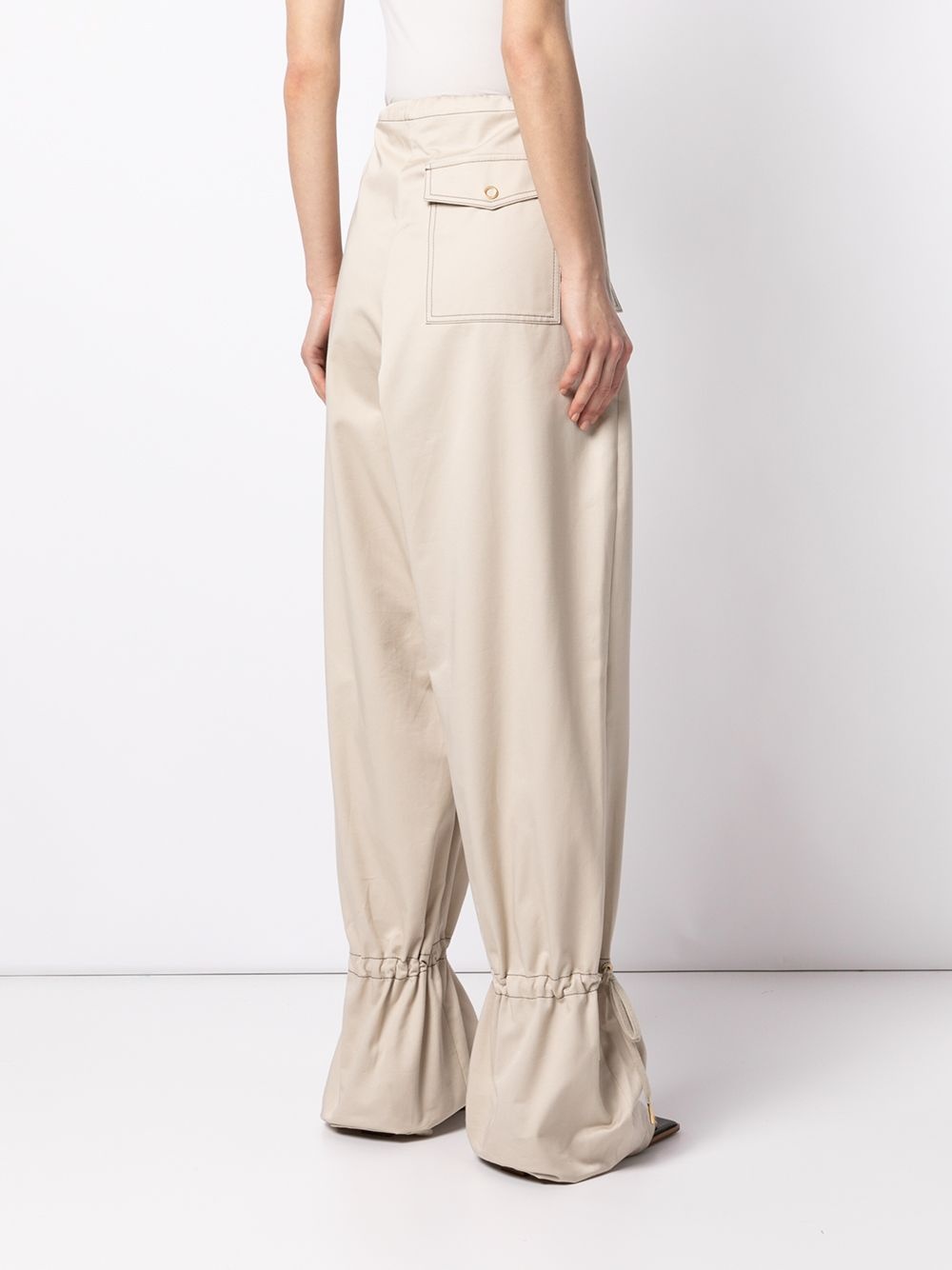 eyelet tie tapered trousers - 4