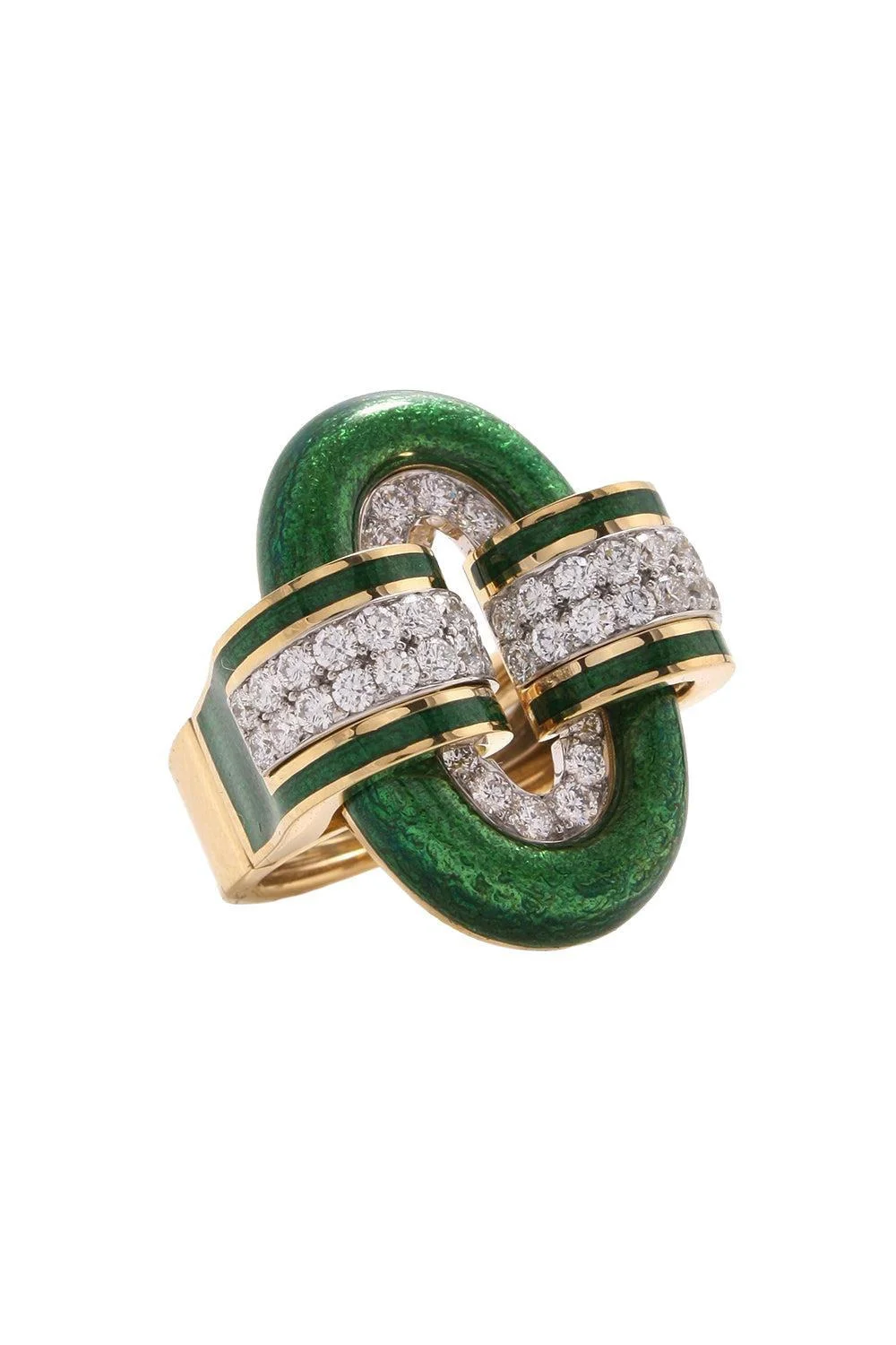 Green Small Oval Buckle Ring - 1