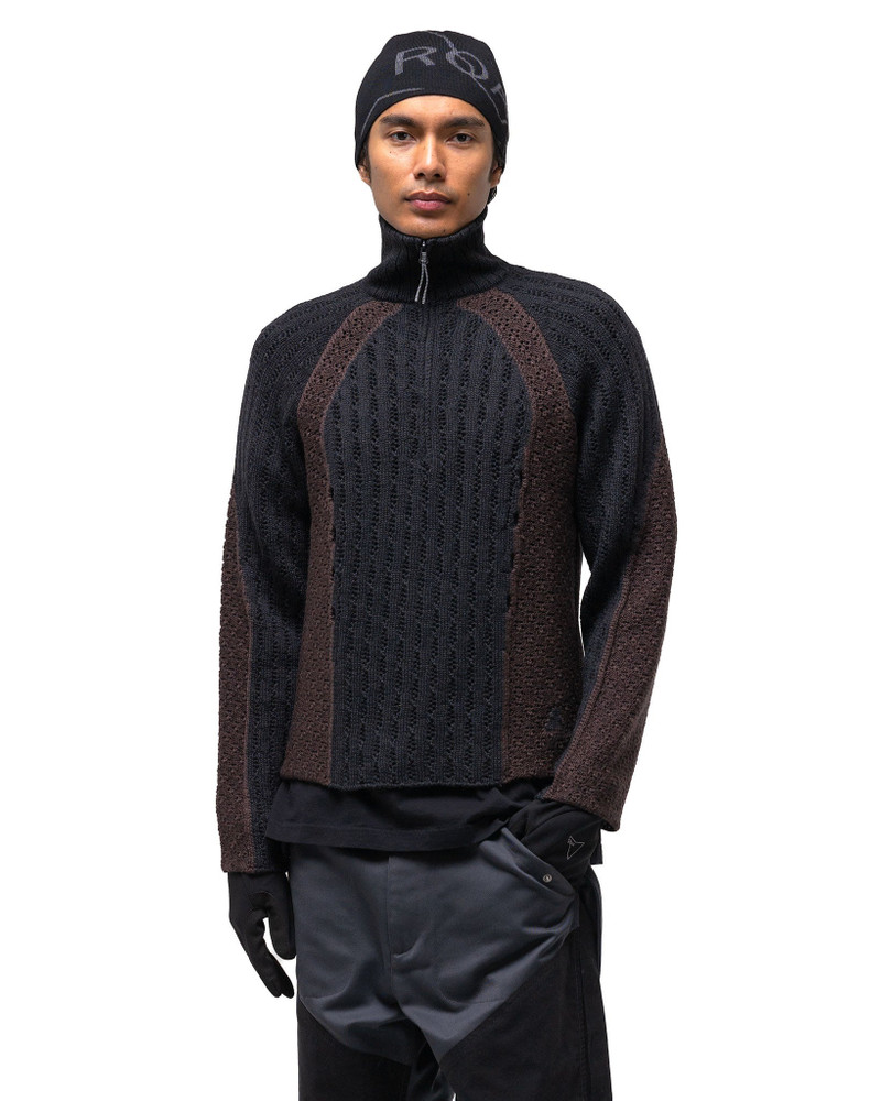 Flower Stitch Turtleneck Zip Up Black 4
