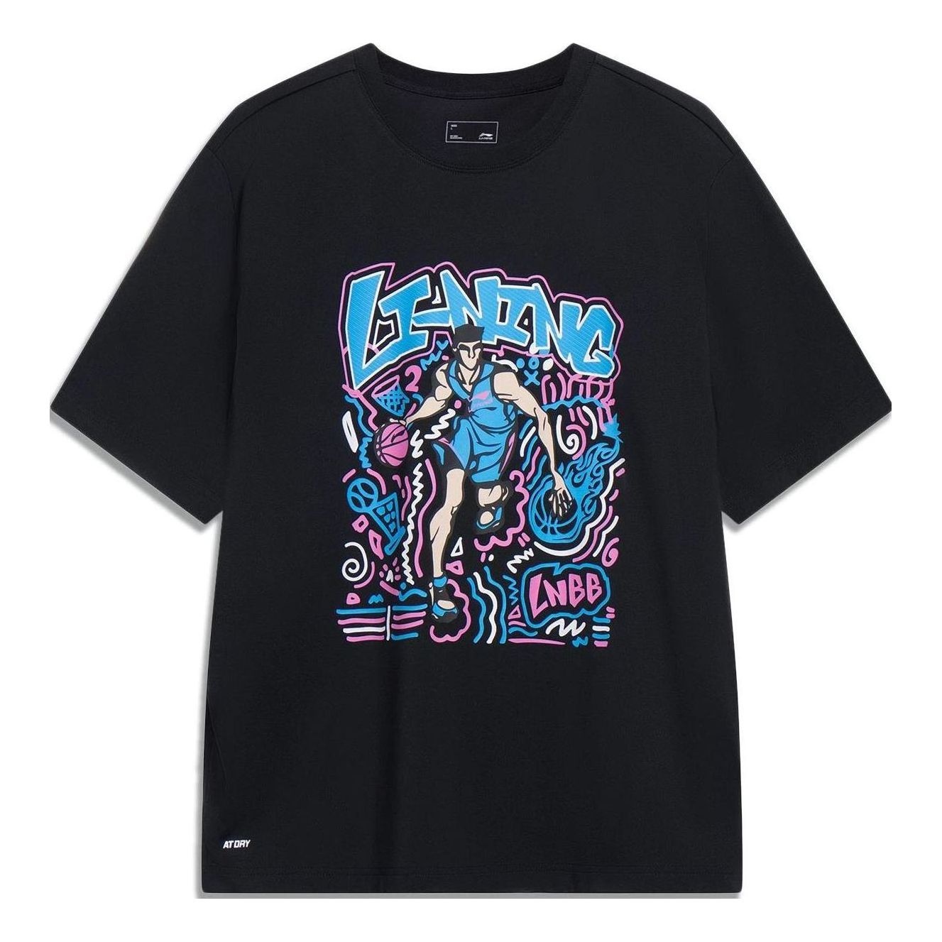 Li-Ning Hoops Comics Graphic T-shirt 'Black' AHST569-2 - 1