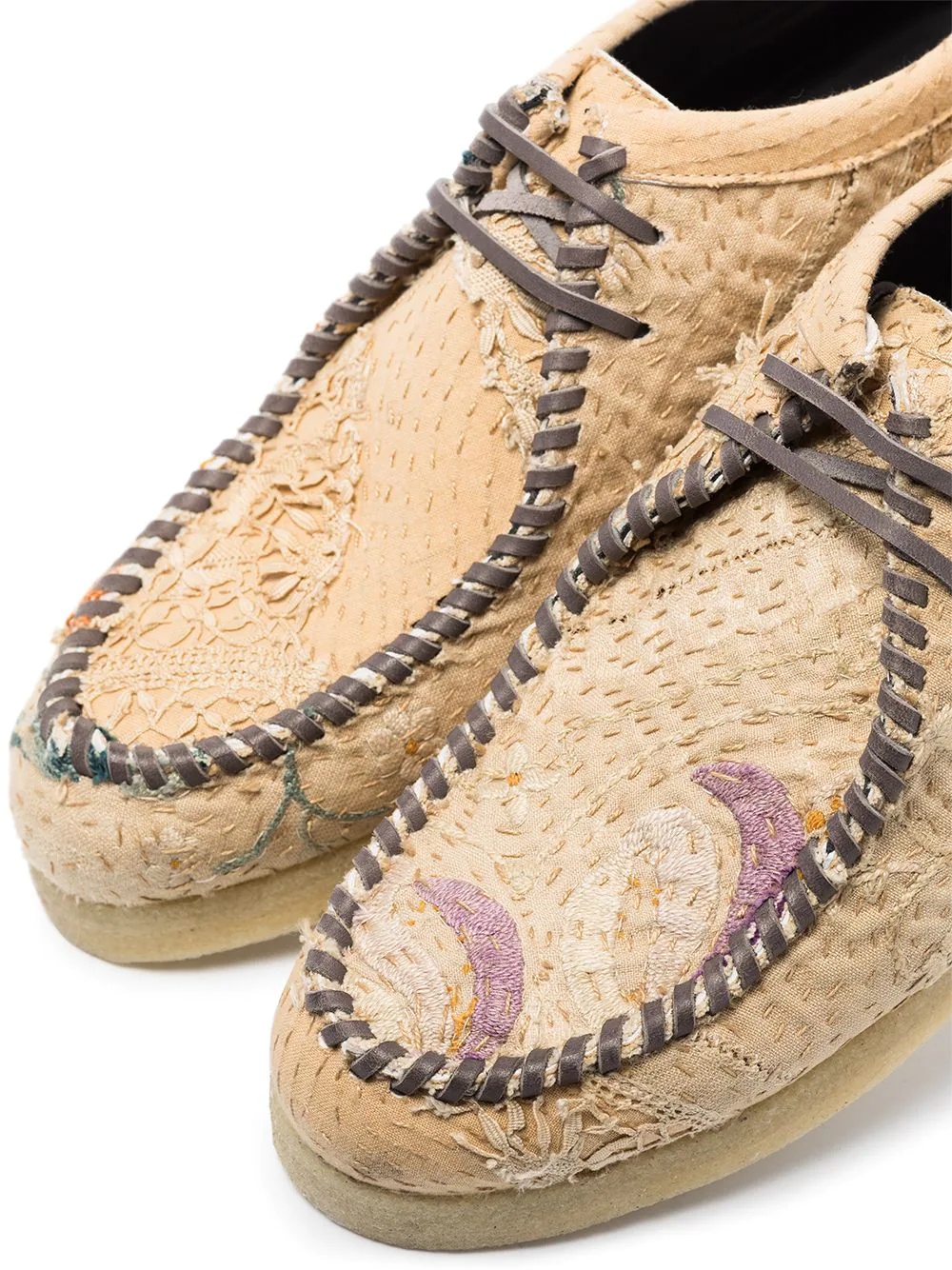 embroidered lace-up moccasins - 2