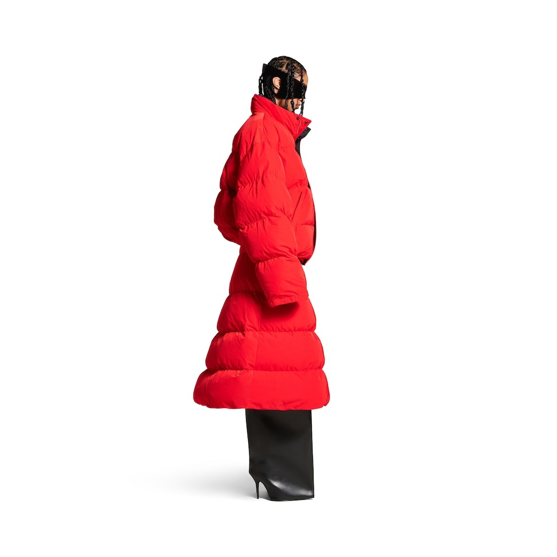 Women's Puffer Midi Skirt in Red - 3