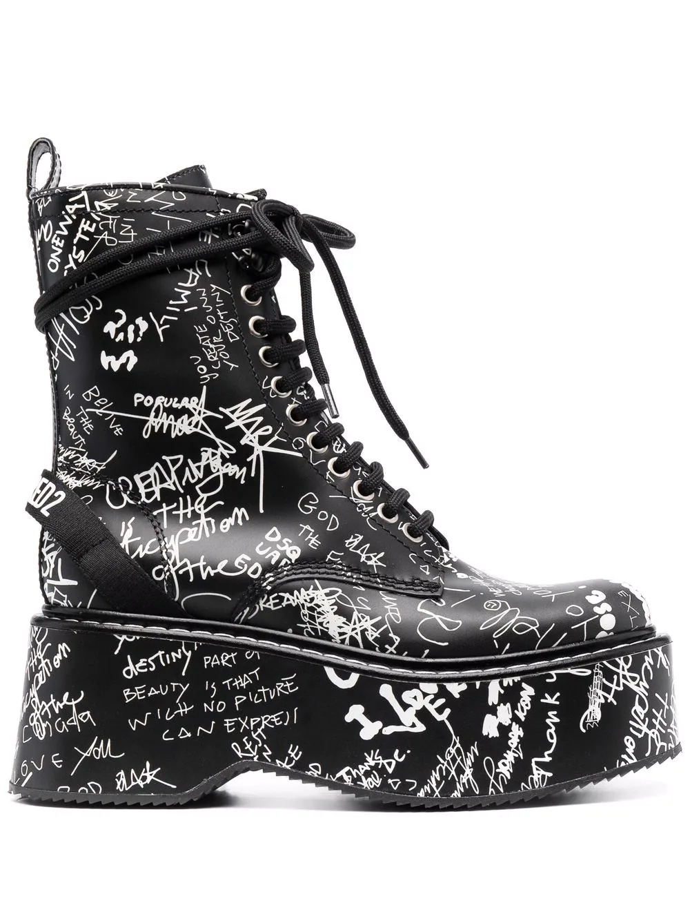 graphic-print lace-up boots - 1