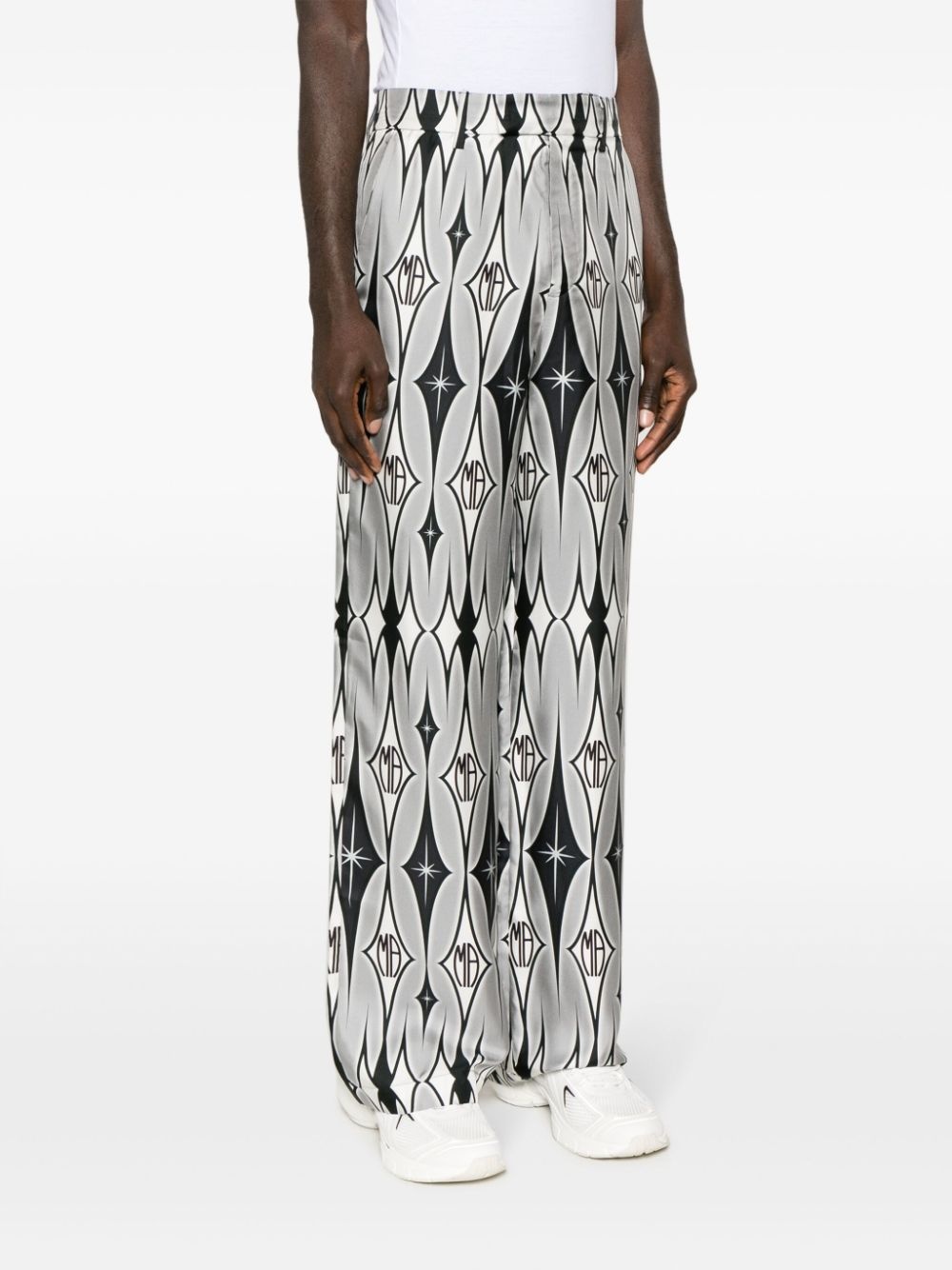 graphic-print wide-leg silk trousers - 3