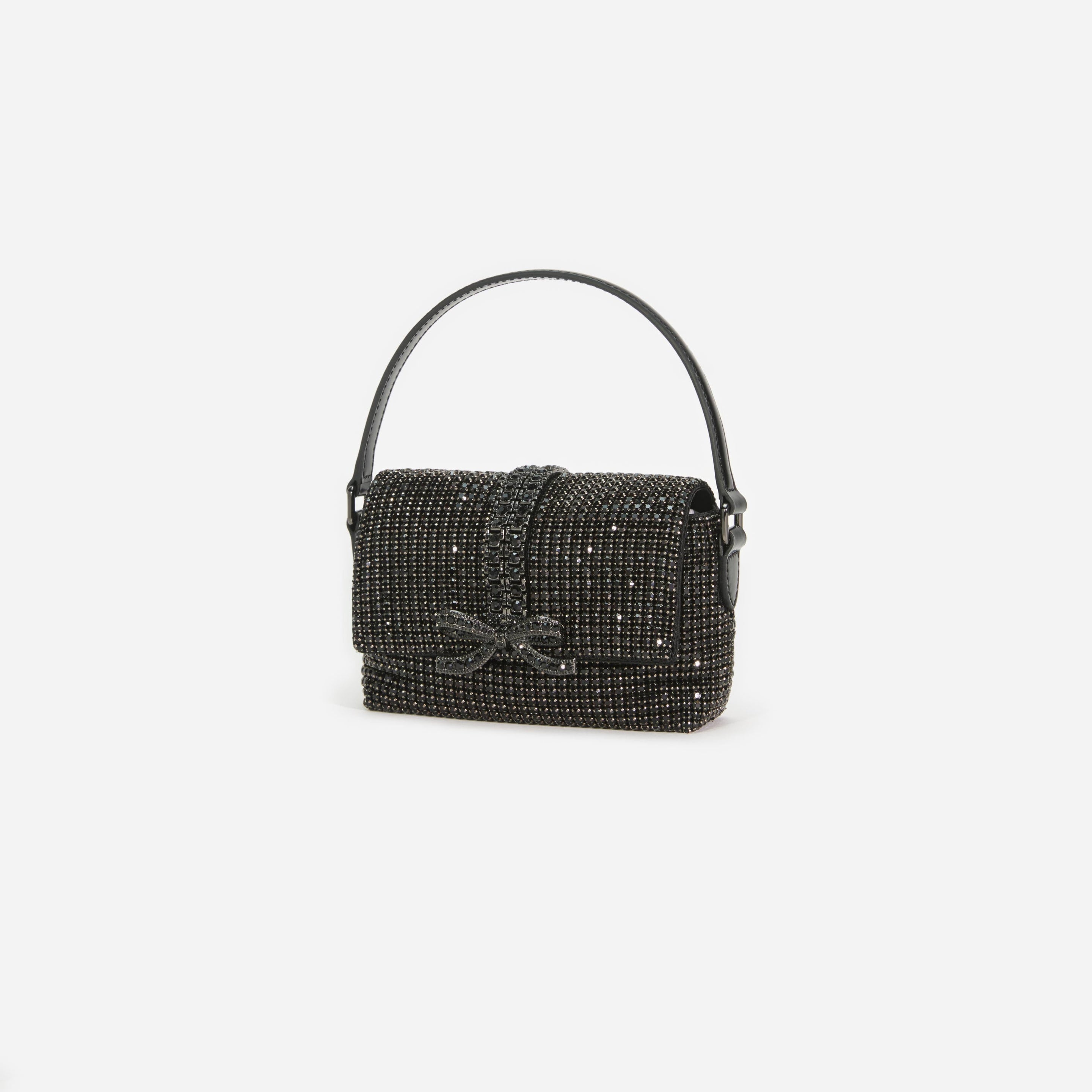 Black Rhinestone Chainmail Micro Bag - 2