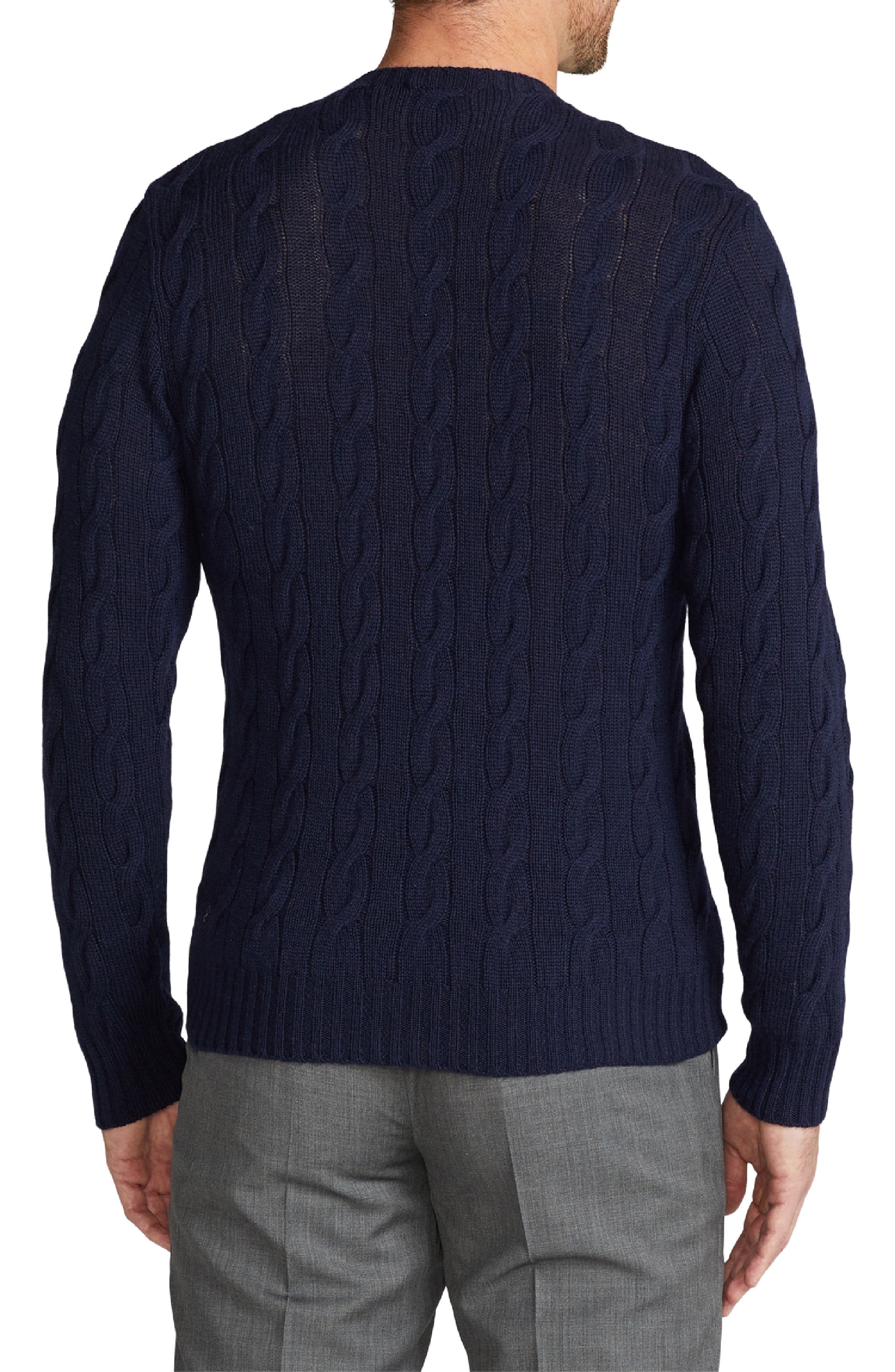 Cable Stitch Cashmere Crewneck Sweater - 2