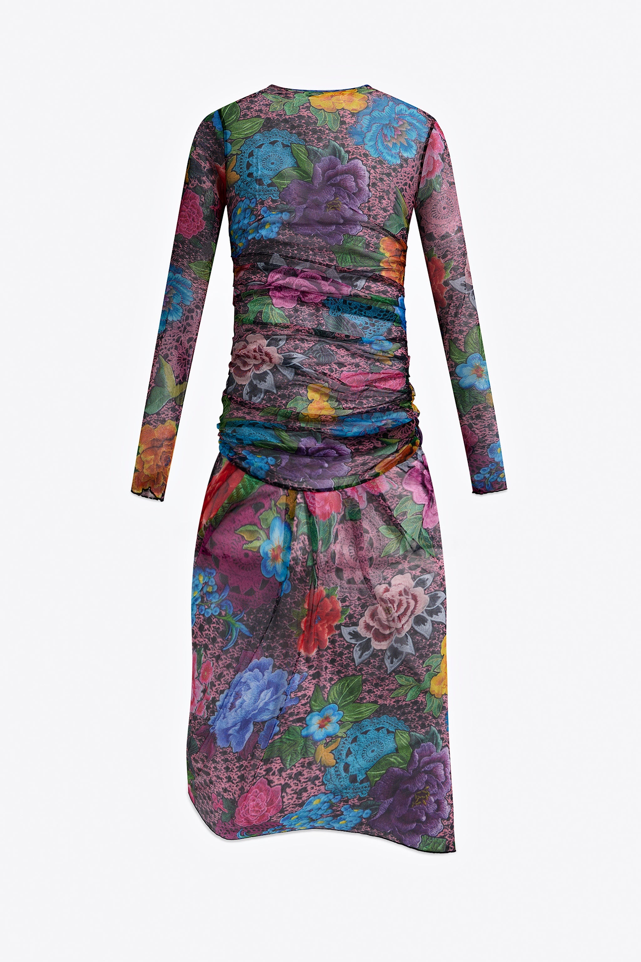 CRYSTAL EMBELLISHED PRINTED TULLE MIDI DRESS - 2