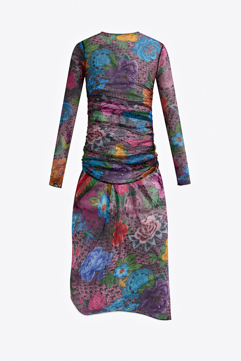 AREA CRYSTAL EMBELLISHED PRINTED TULLE MIDI DRESS outlook