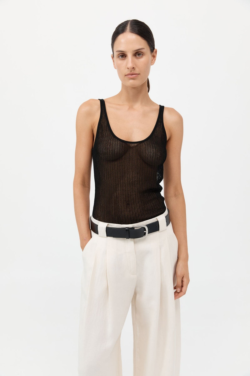 ST. AGNI Fine Crochet Cami - Black outlook