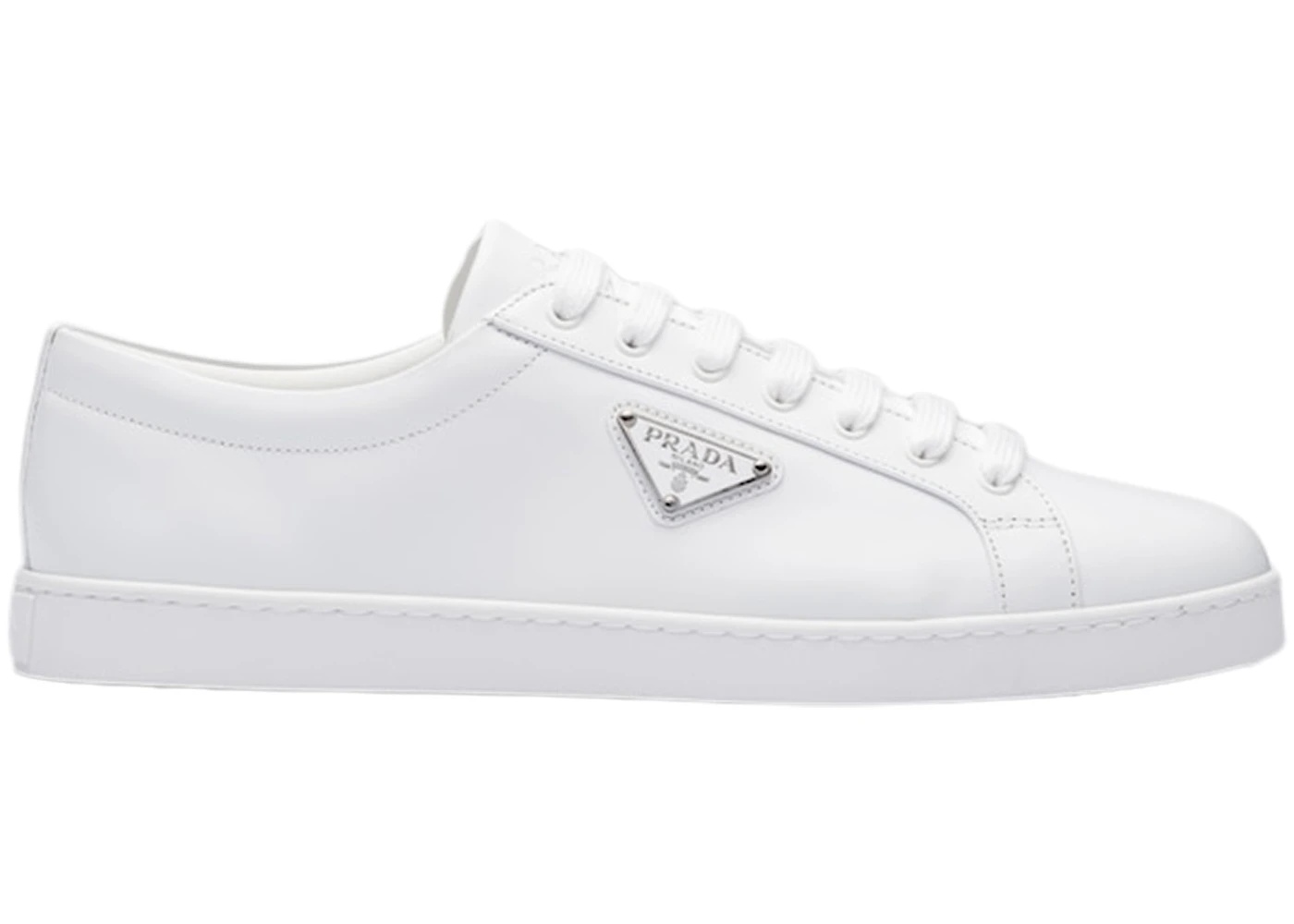 Prada Brushed Sneakers Leather White White - 1