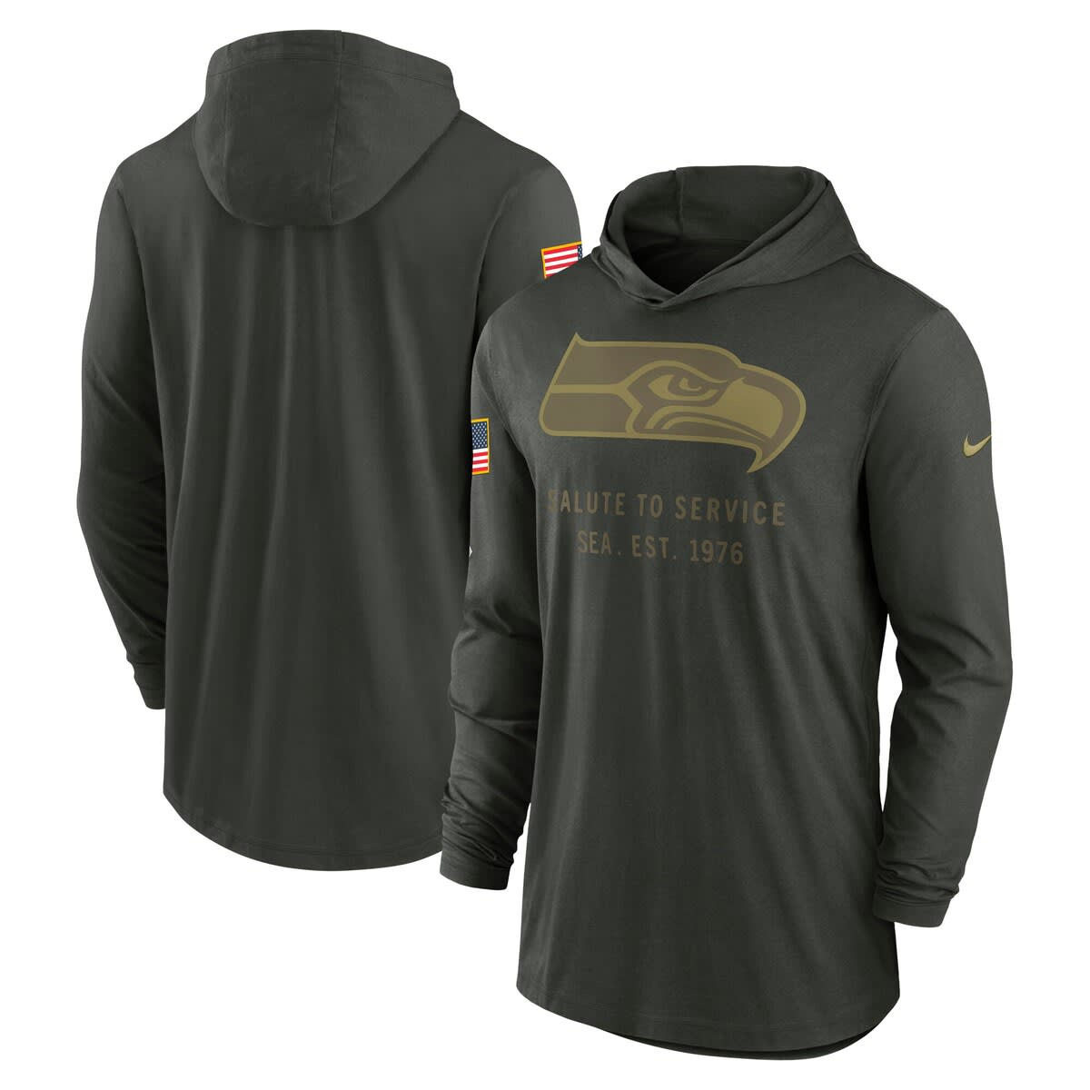 Men's Nike Forest Green Seattle Seahawks 2025 Salute to Service Sideline Dri-FIT Lightweight Hooded  - 1