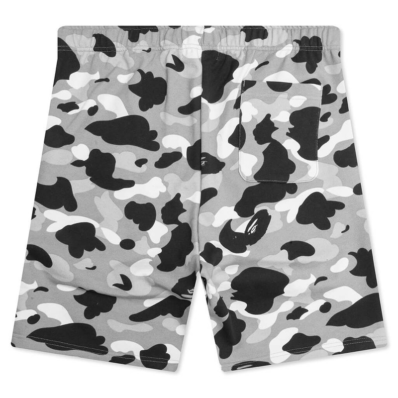 A BATHING APE® 1ST CAMO SHARK REGULAR FIT SWEAT SHORTS - GRAY outlook