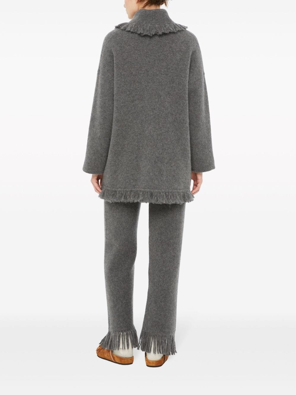 fringed-edge cashmere-blend cardigan - 5