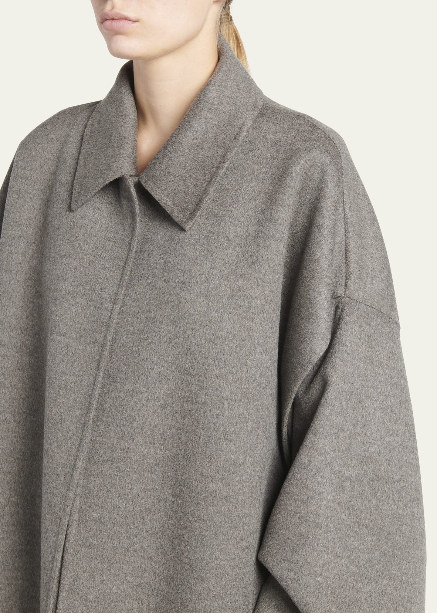 Oversized Light Double Wool Cashmere Jacket - 5