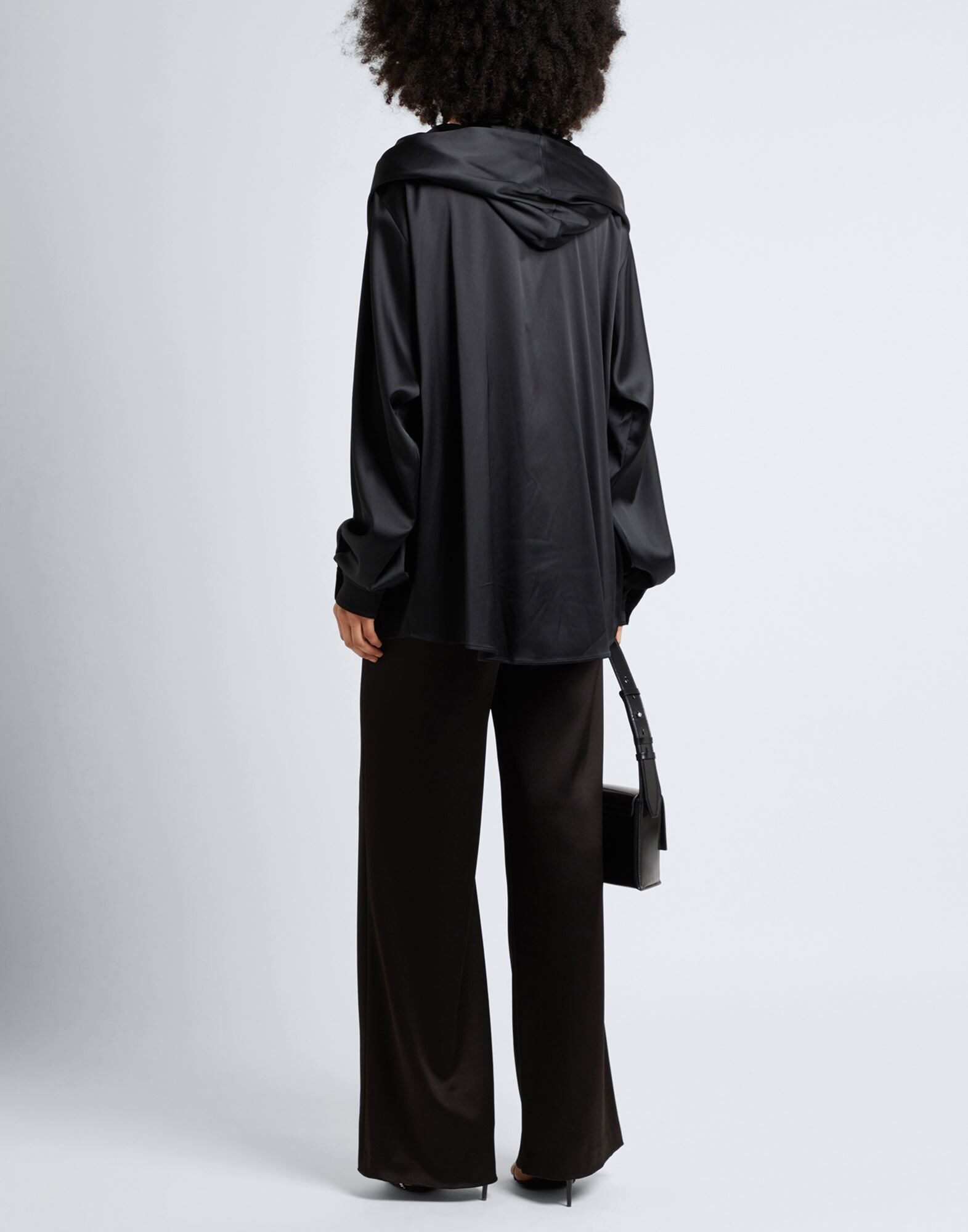 Black Women's Solid Color Shirts & Blouses - 3