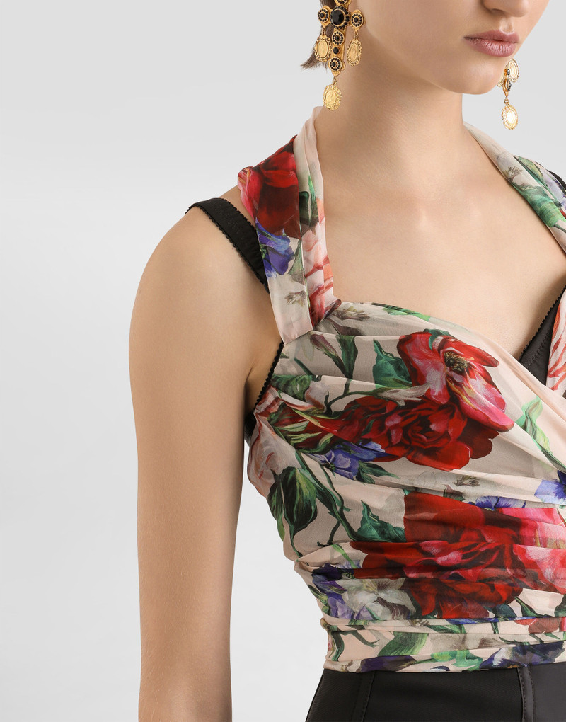 Marquisette and chiffon corset top with floral print 4
