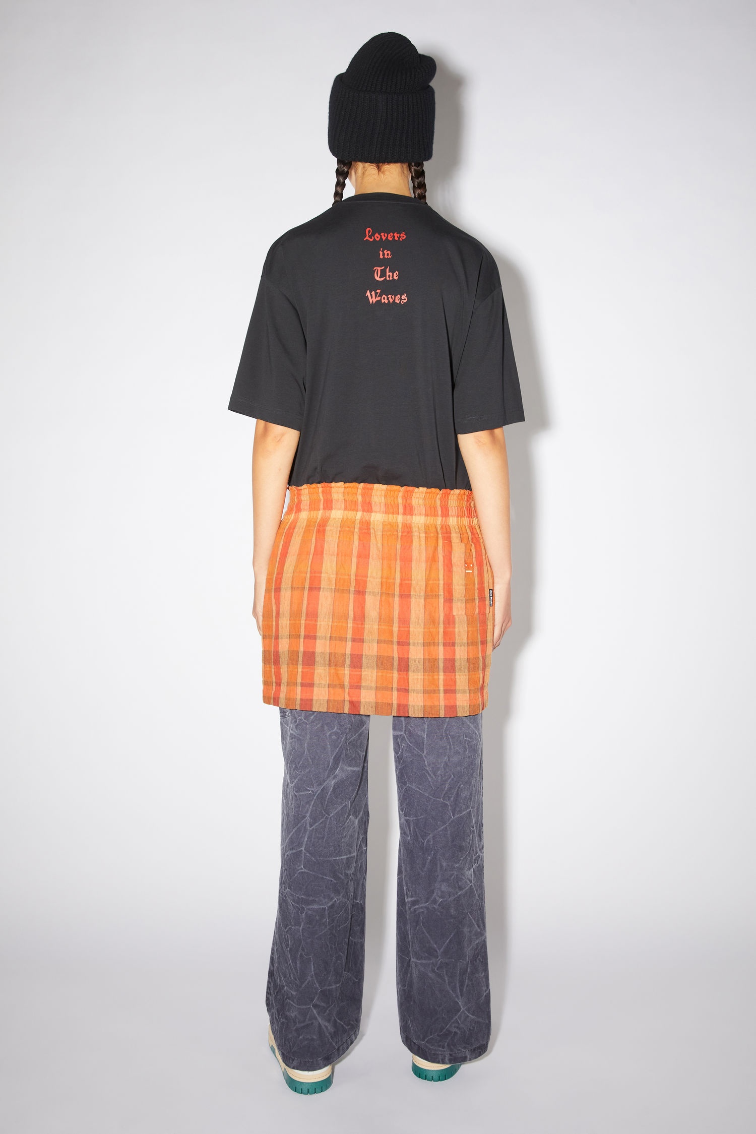 Flannel skirt - Brick red/apricot orange - 3