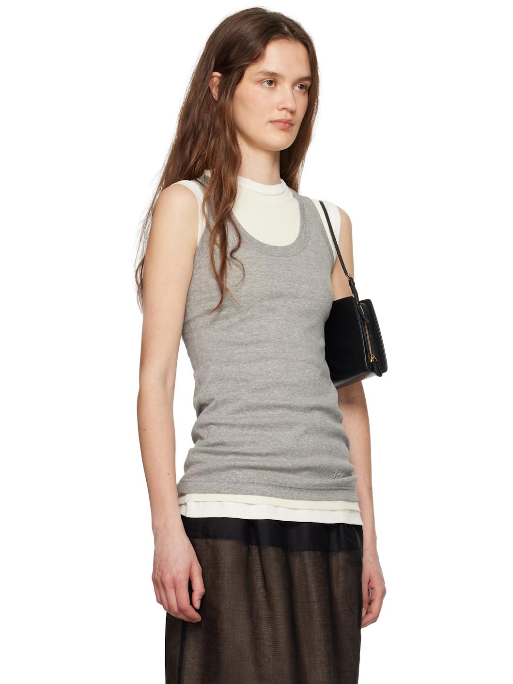 Gray & Off-White '3 Layers' Tank Top Set - 2