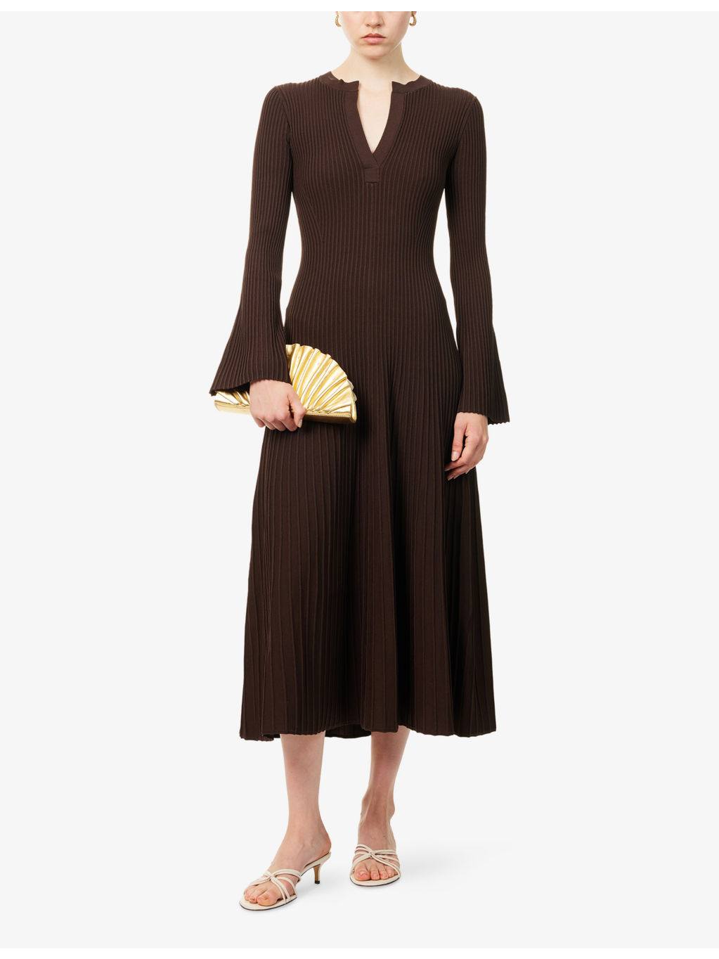 Genna Ribbed Knitted Midi Dress - 2