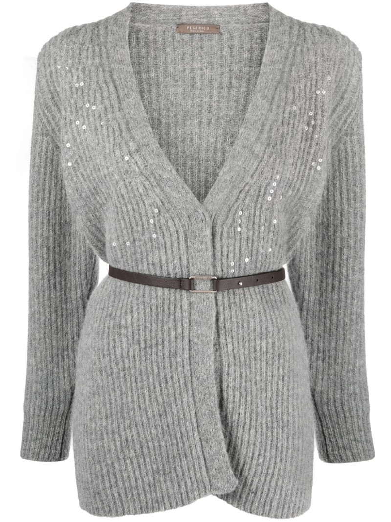 sequin-embellished belted cardigan 1