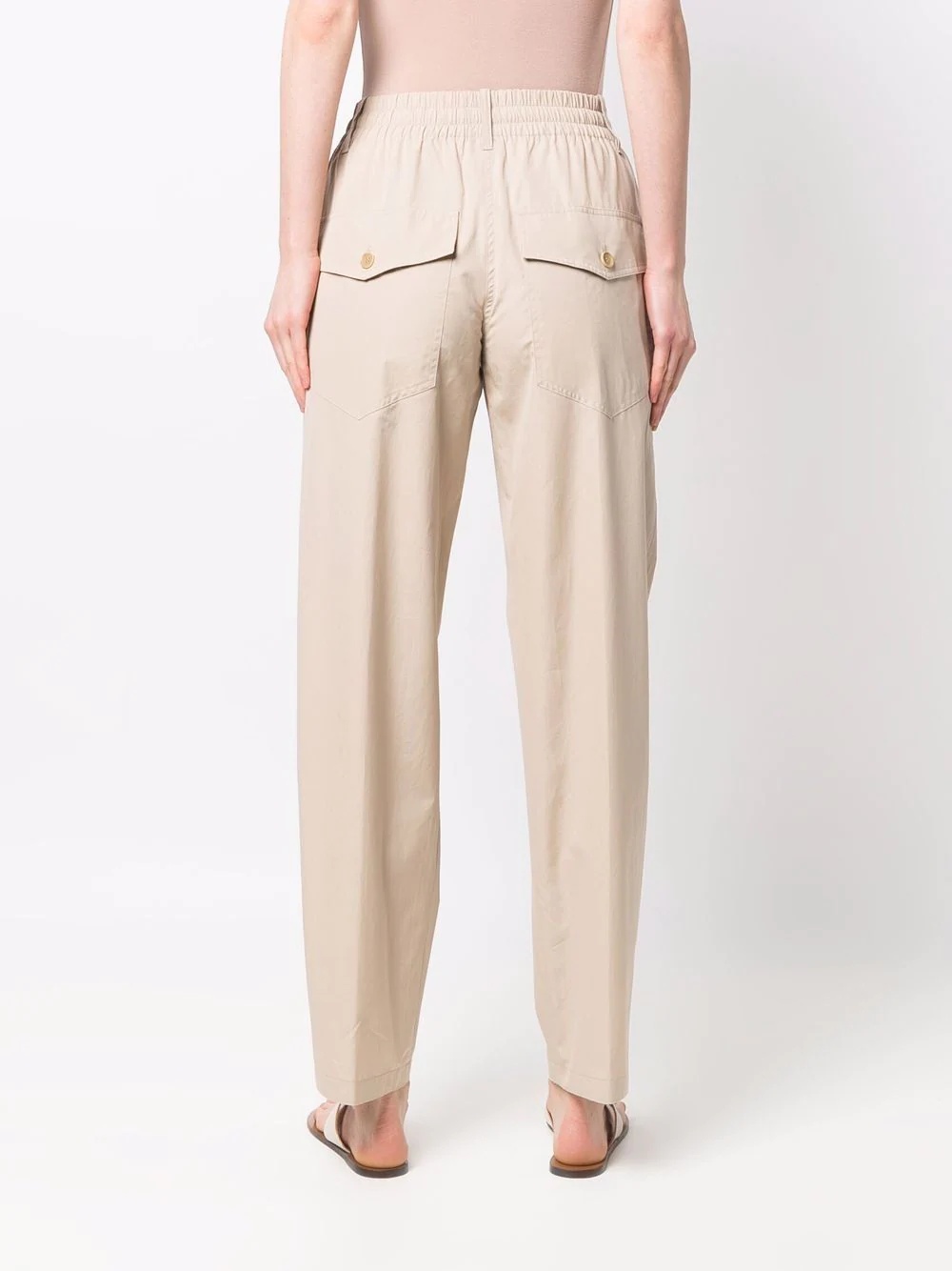 elasticated-waist straight trousers - 4