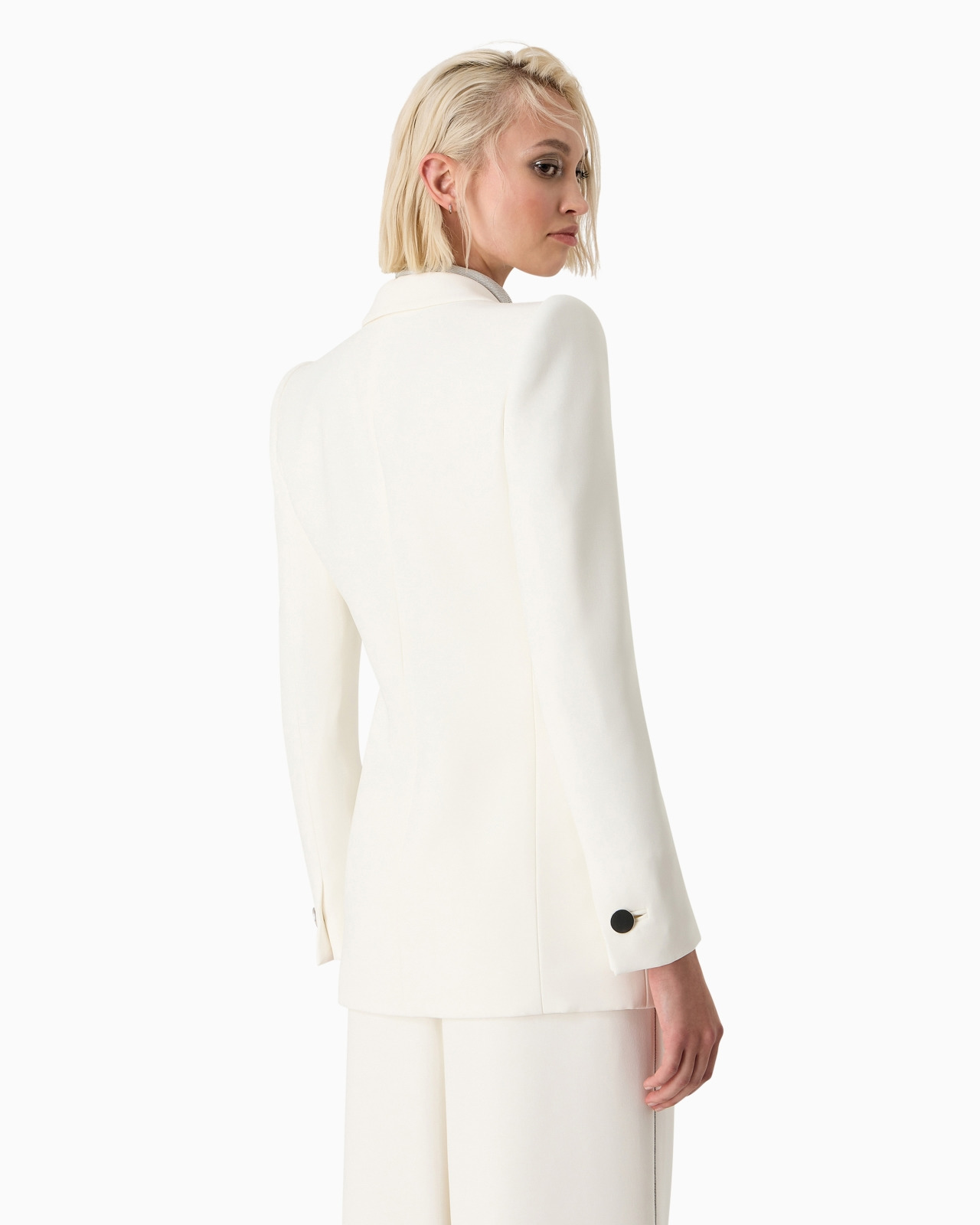 Long single-breasted jacket in silk cady - 3