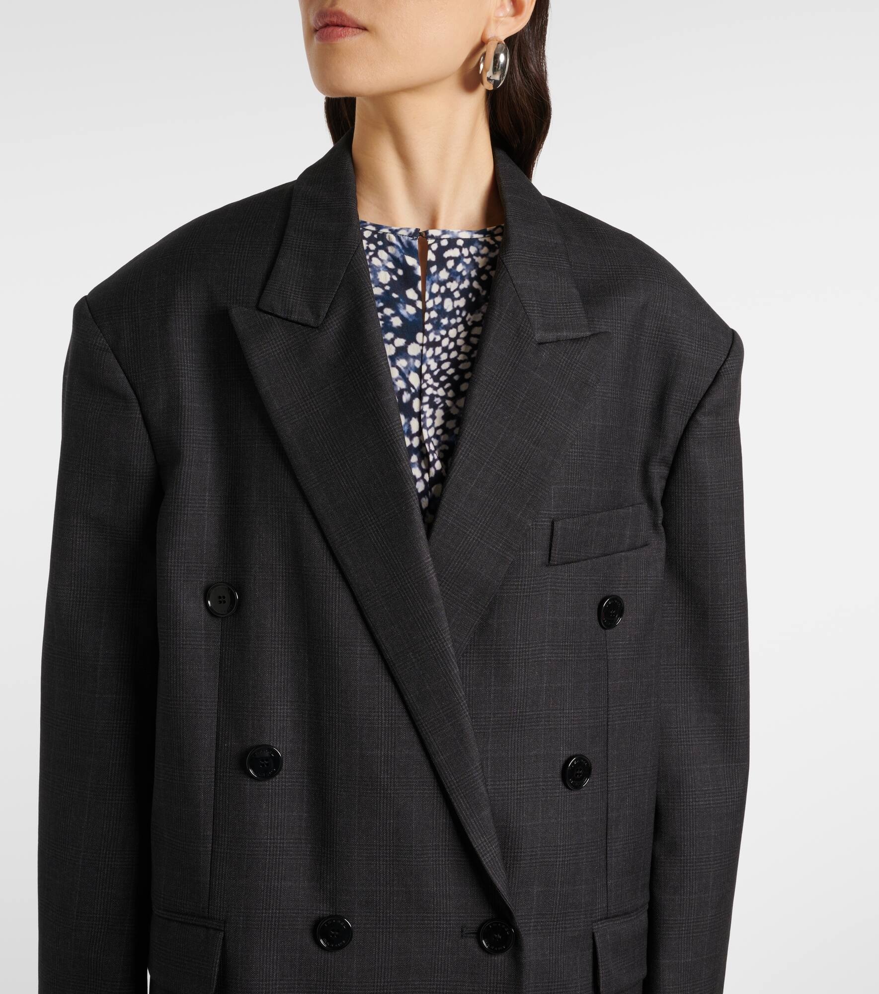 Klero checked double-breasted wool-blend blazer - 4