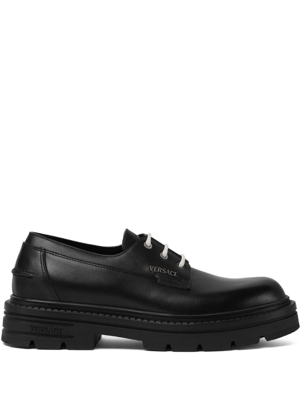 logo-lettering leather shoes - 1