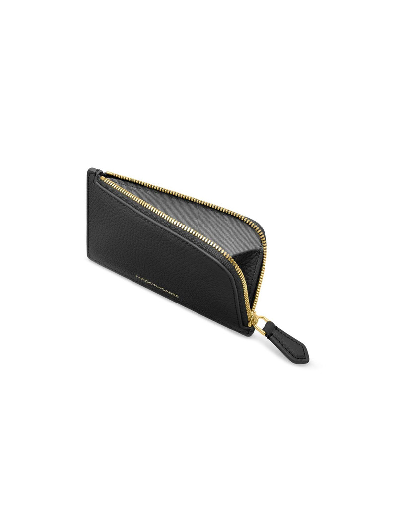 Women's Leather Zip Card Holder - Black Caviar 3