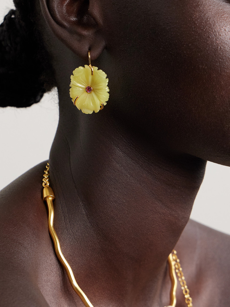 LIZZIE FORTUNATO New Bloom Gold-plated, Jade And Rhodolite Earrings outlook
