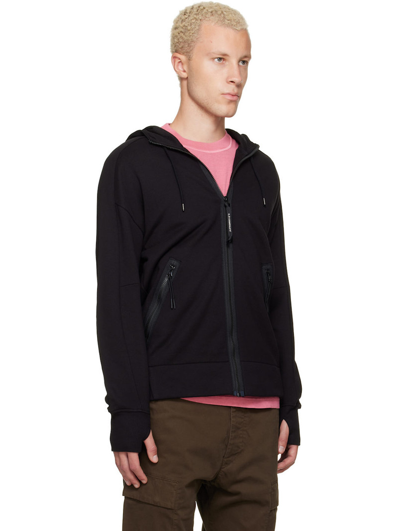 Black Diagonal Raised Fleece Goggle Hoodie 2