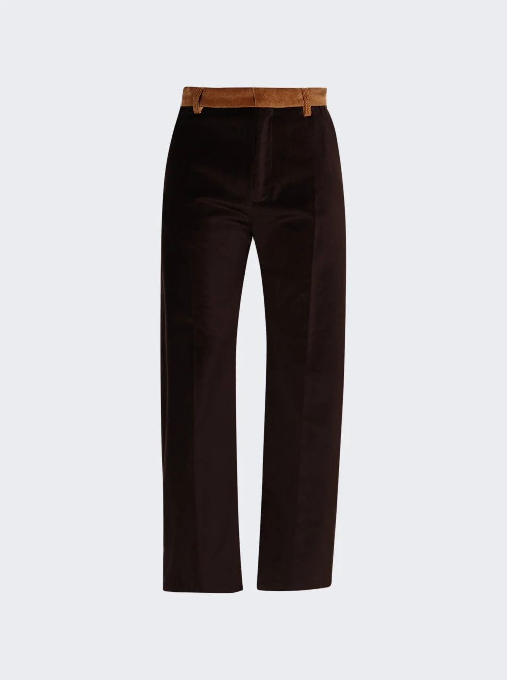 Velvet Trousers With Contrast Waistband Wenge - 1