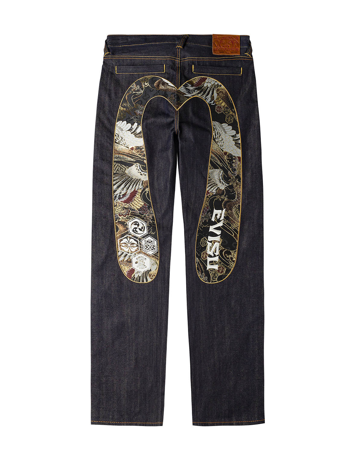 Brocade Inserted Daicock with Logo Embroidery Regular Fit Jeans #2000 - 7
