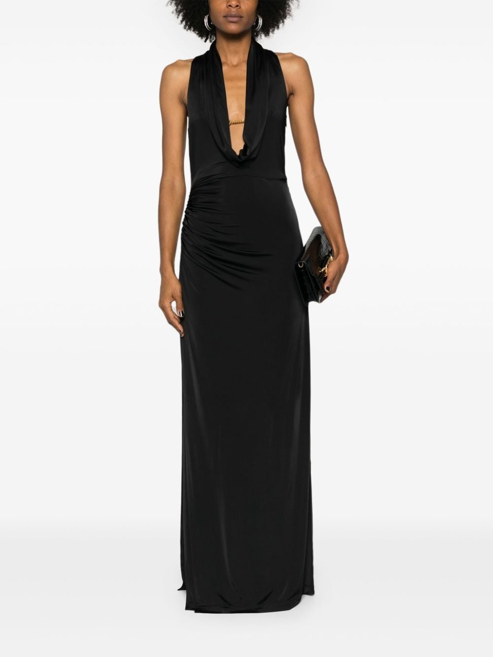 draped sleeveless gown - 2