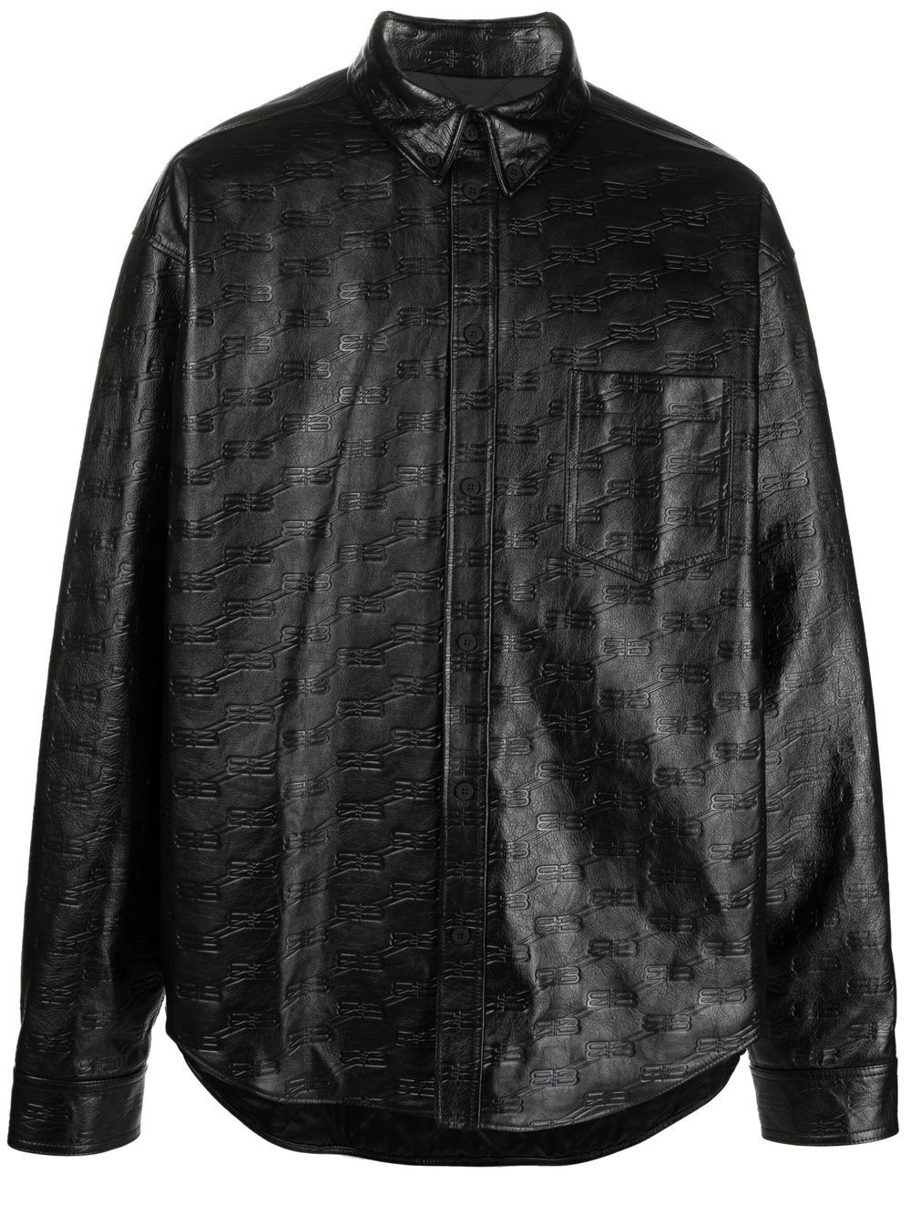 BB-monogram leather shirt jacket - 1