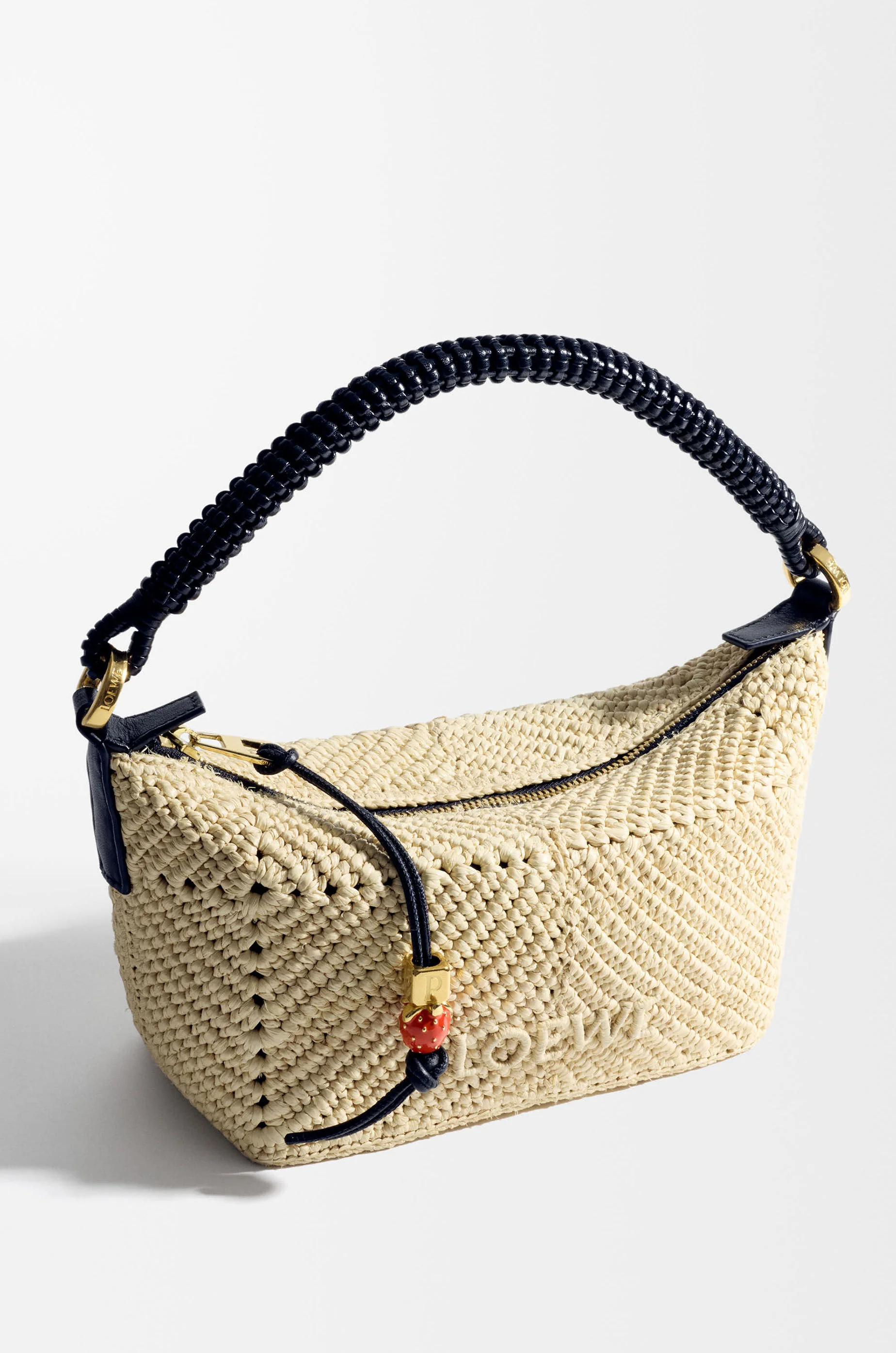 Cala mini bag in classic calfskin and raffia - 1