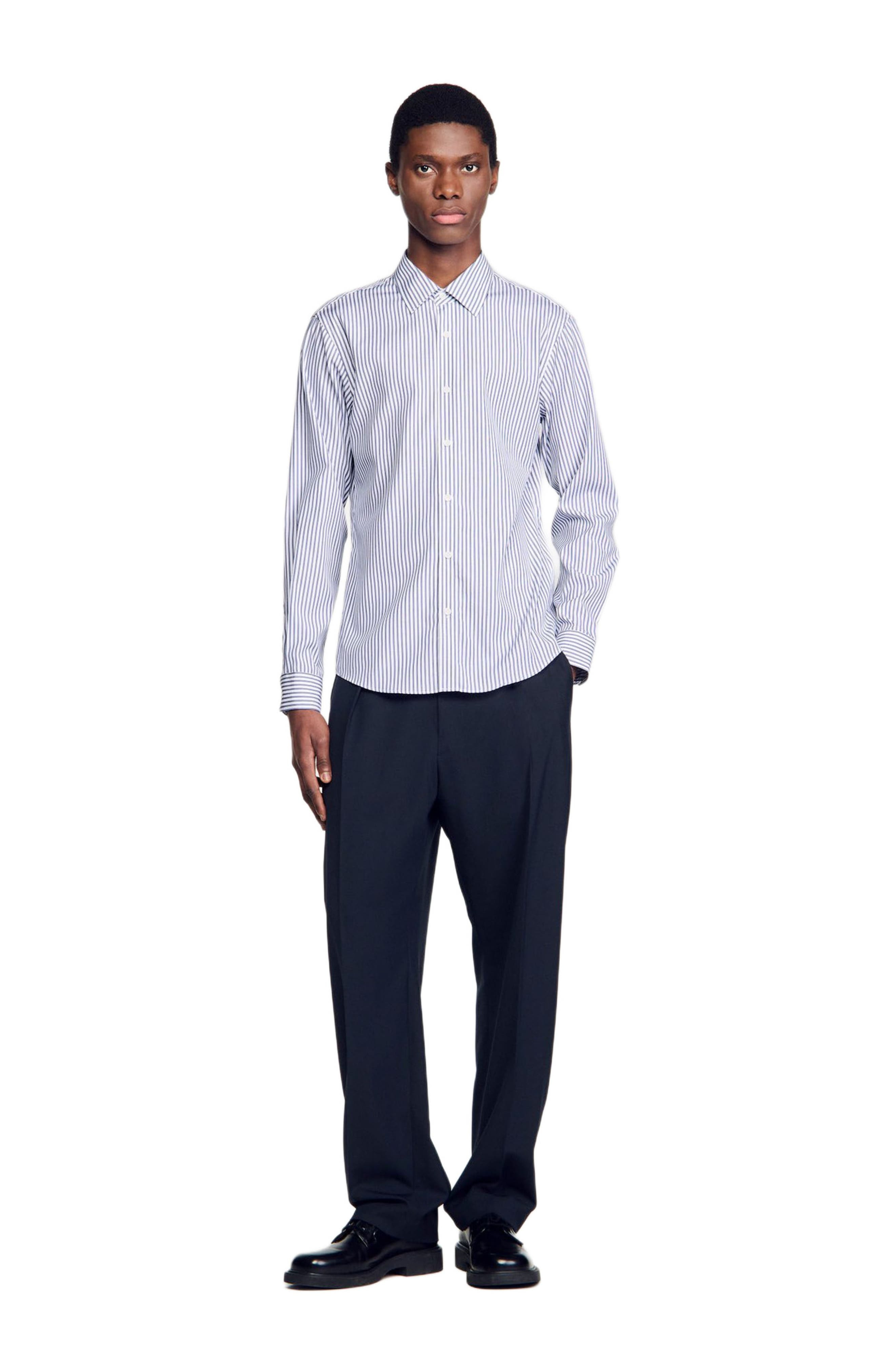 SANDRO Striped shirt in Midnight Blue at Nordstrom - 6
