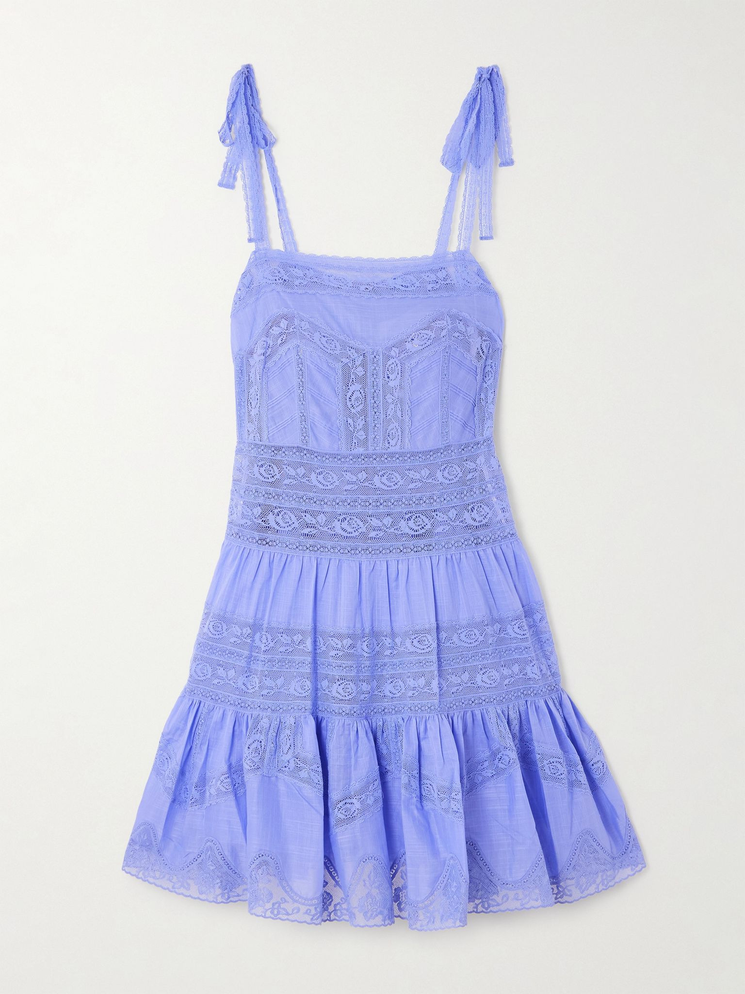 Coco lace-trimmed cotton-voile dress Lavender - 1
