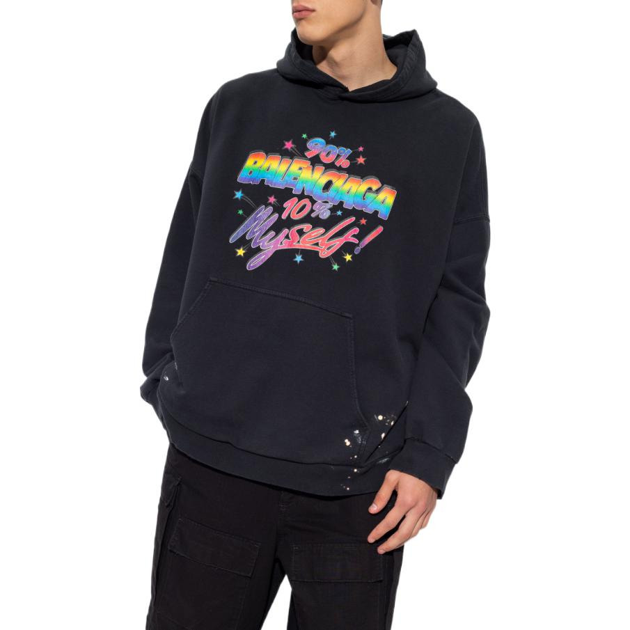 Balenciaga 90/10 Hoodie Wide Fit 'Washed Black' 674986TMVH41055 - 4