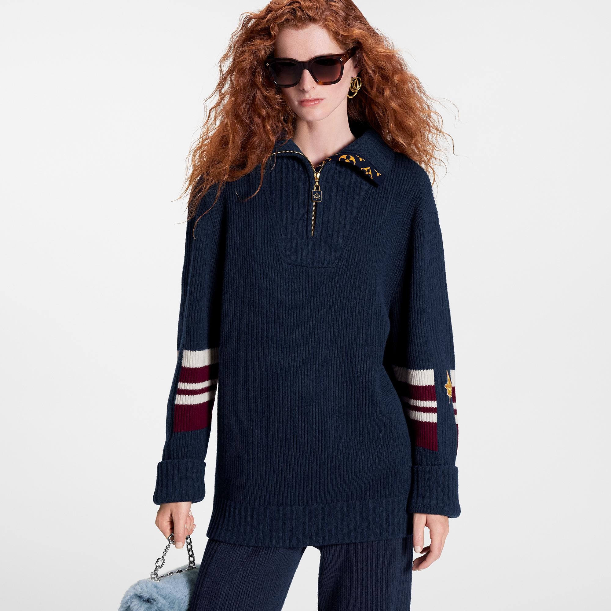Stripe Detail Ribbed Turtleneck Pullover - 5