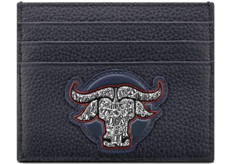 Dior Dior And Shawn Flat Card Holder Navy outlook