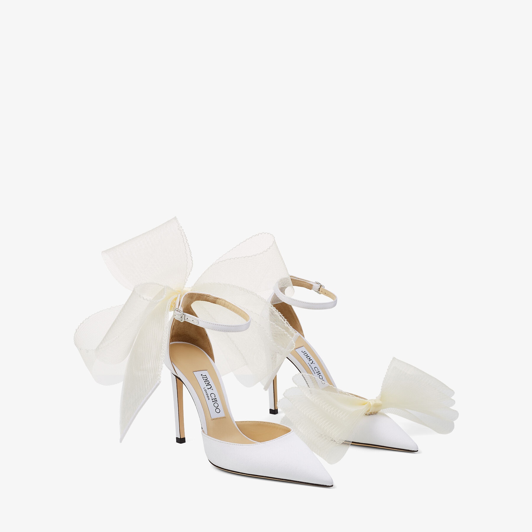 Averly 100
Latte Pumps with Asymmetric Grosgrain Mesh Fascinator Bows - 3