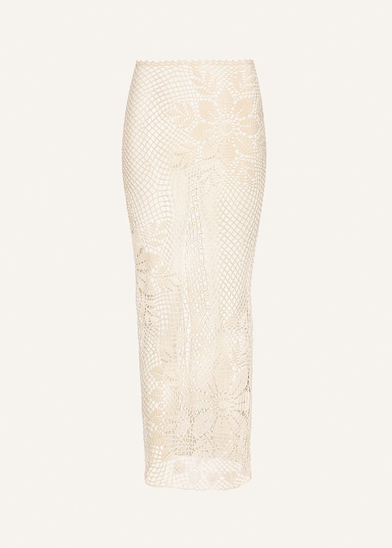 Lace crochet midi skirt in cream 1