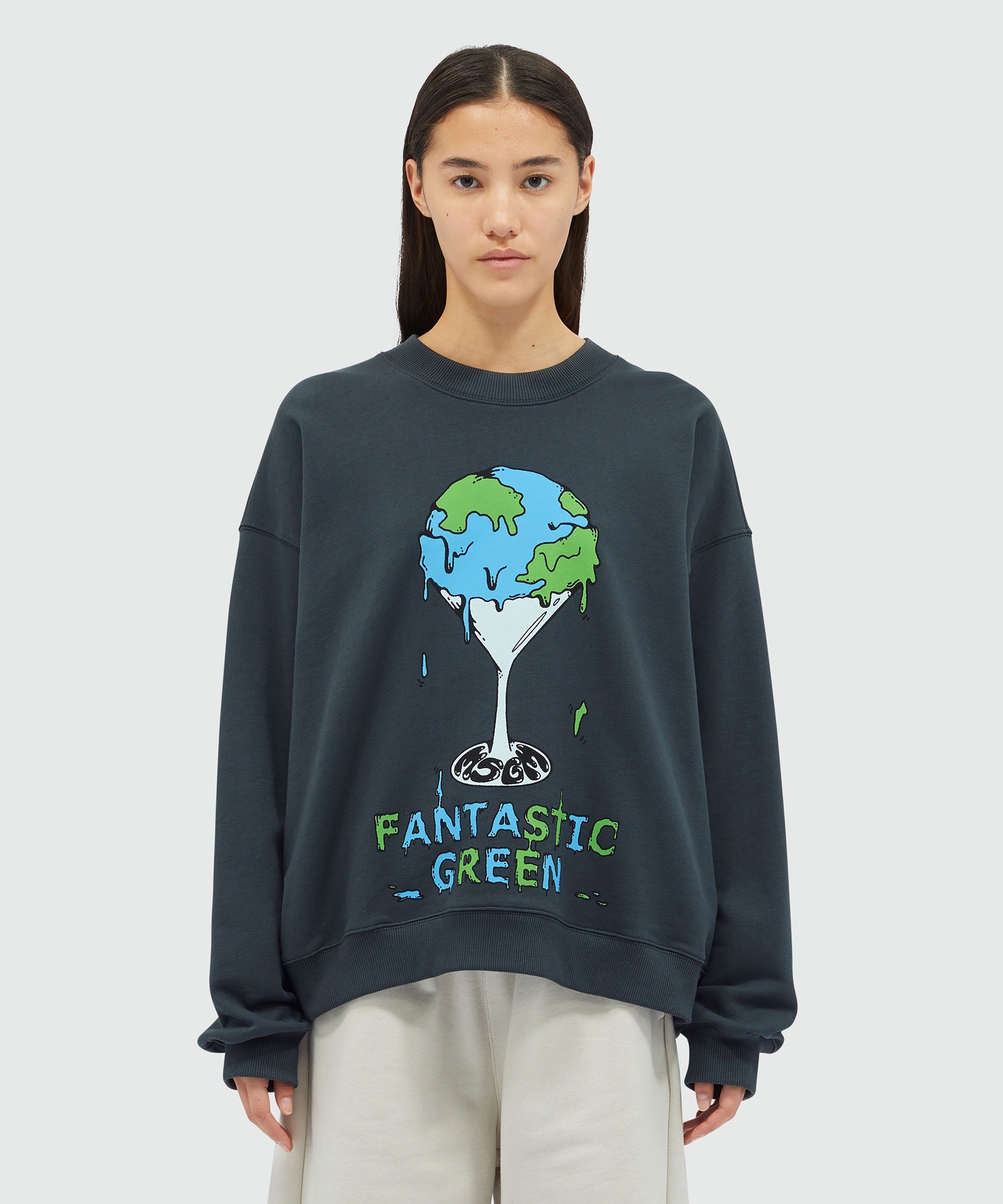 Organic cotton "Fantastic Green Burro Studio" navy blue sweatshirt - 6