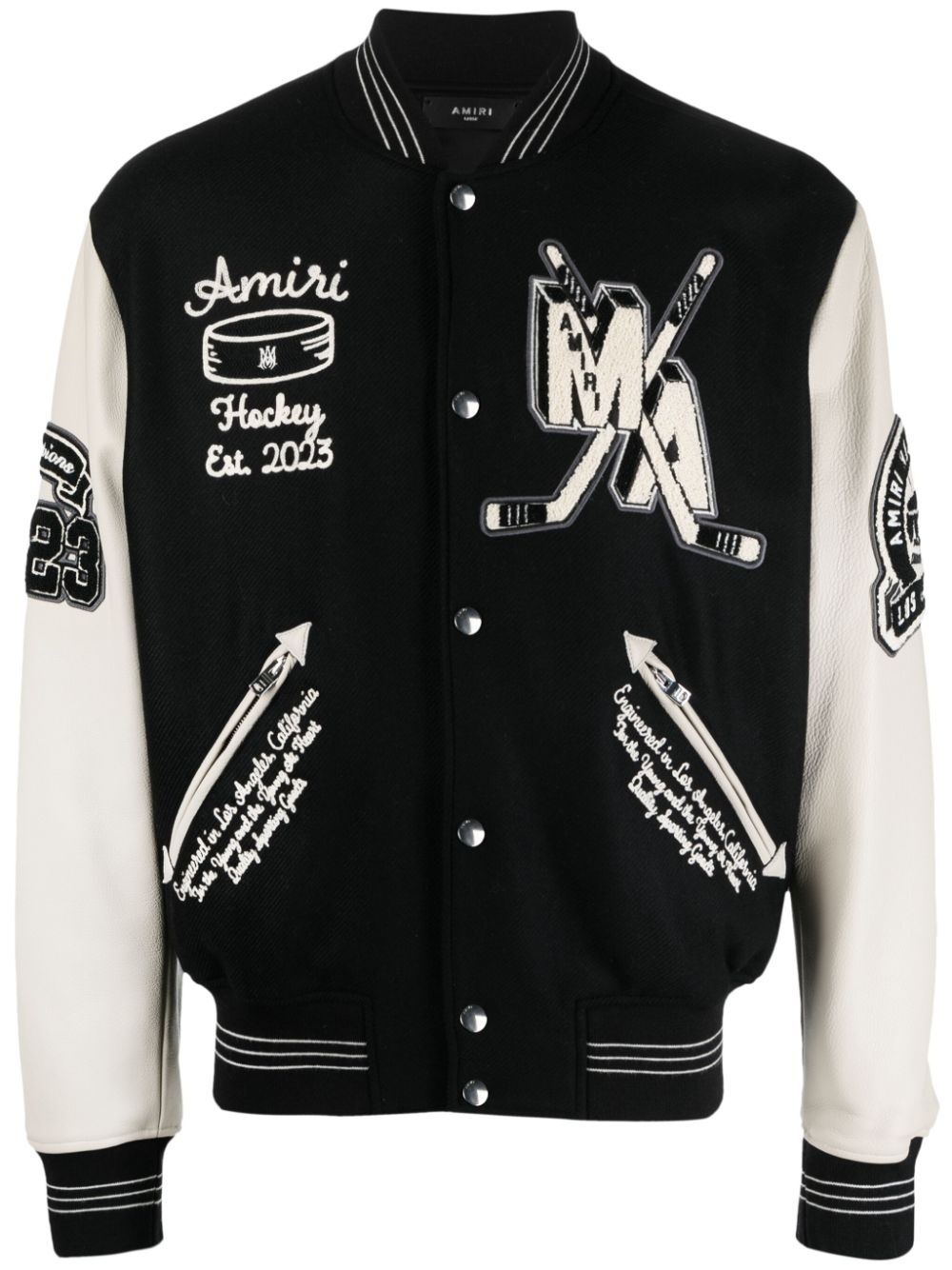 AMIRI Distressed printed leather biker jacket