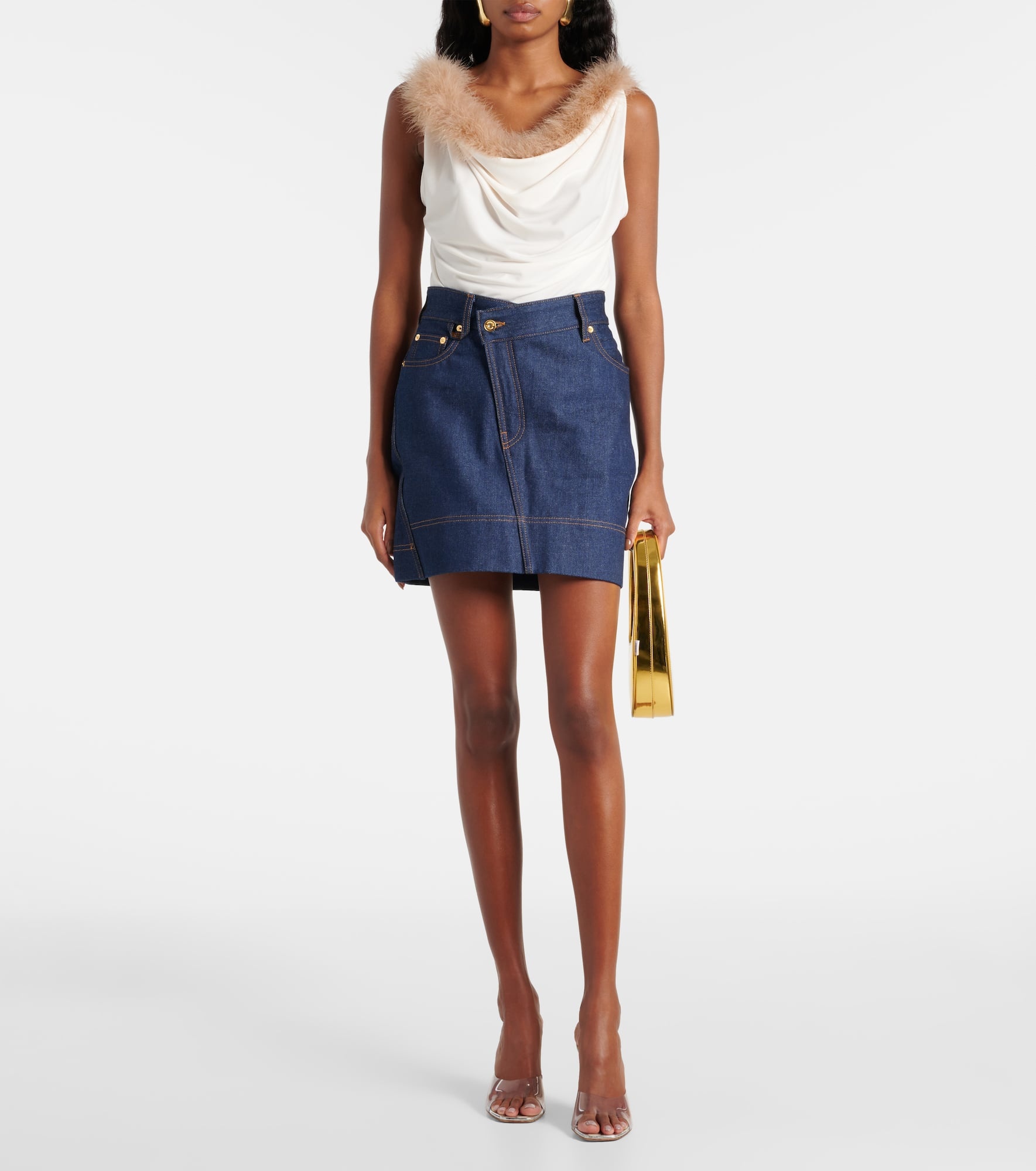 Boa feather-trimmed jersey top - 2